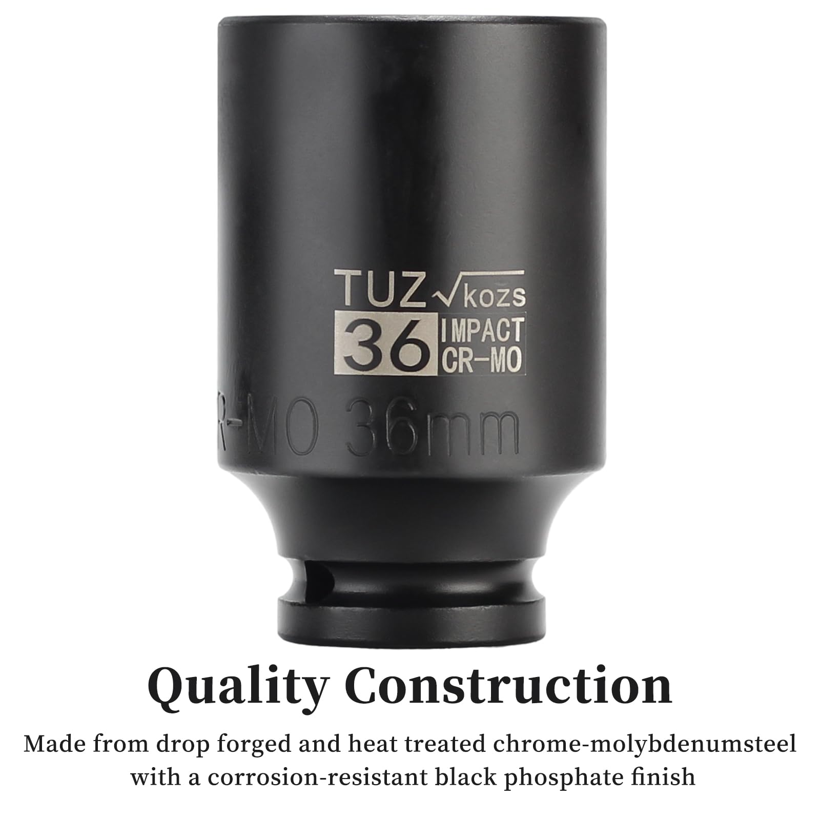 1/2 Inch Drive 36mm Deep Impact Socket - CR-MO 6-Point Axle Nut Socket For Front Wheel Drive Vehicles