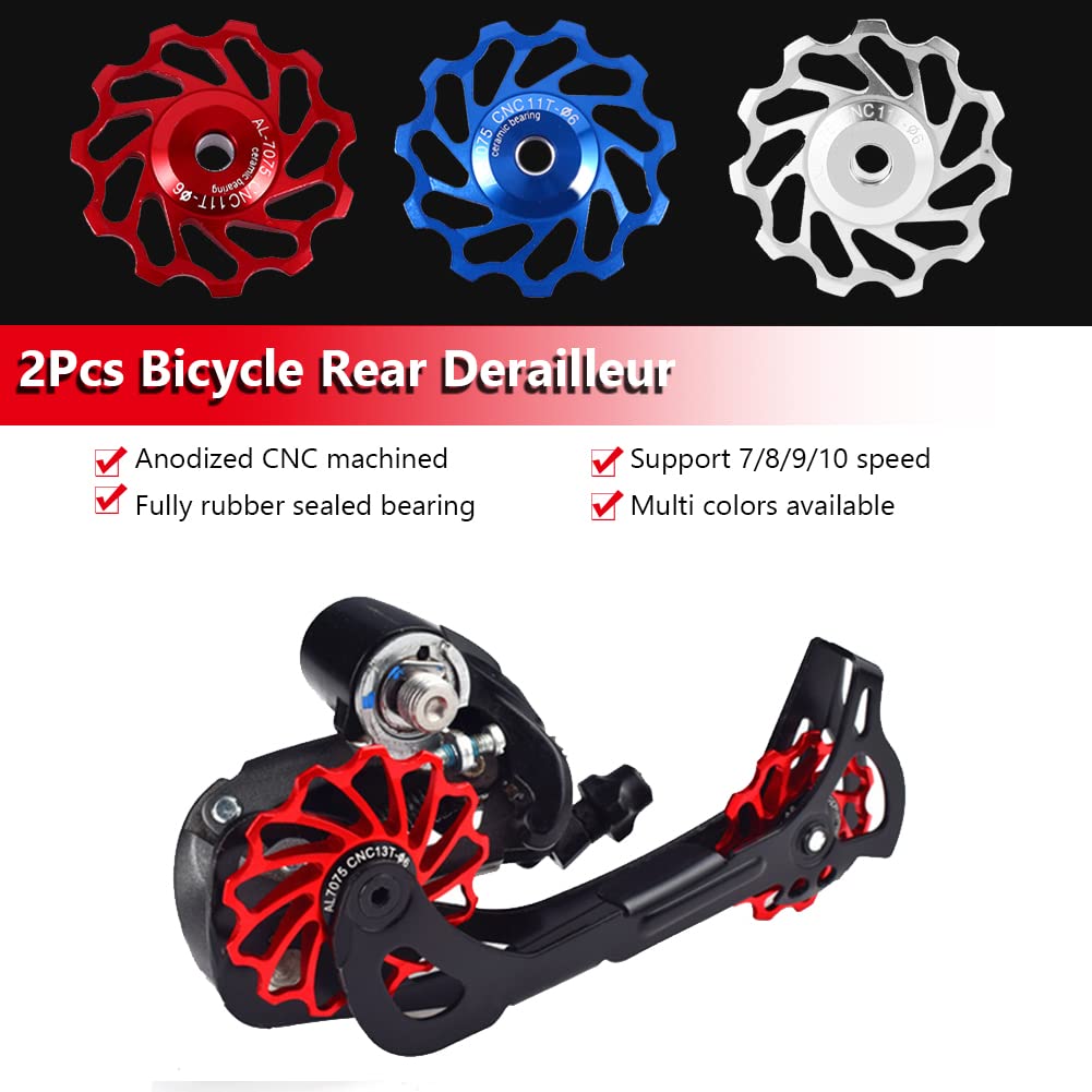 Poulie De Dérailleur Arrière Vélo - Aluminium Anodisé - 11 Dents - Rouge