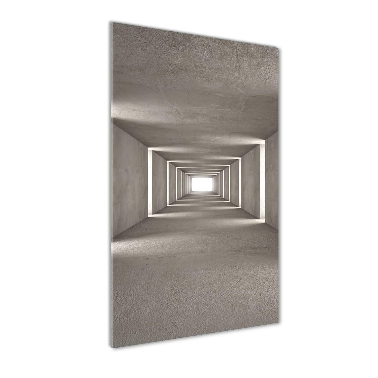 Tableau tunnel de béton gris décoration salon en verre 70x140cm
