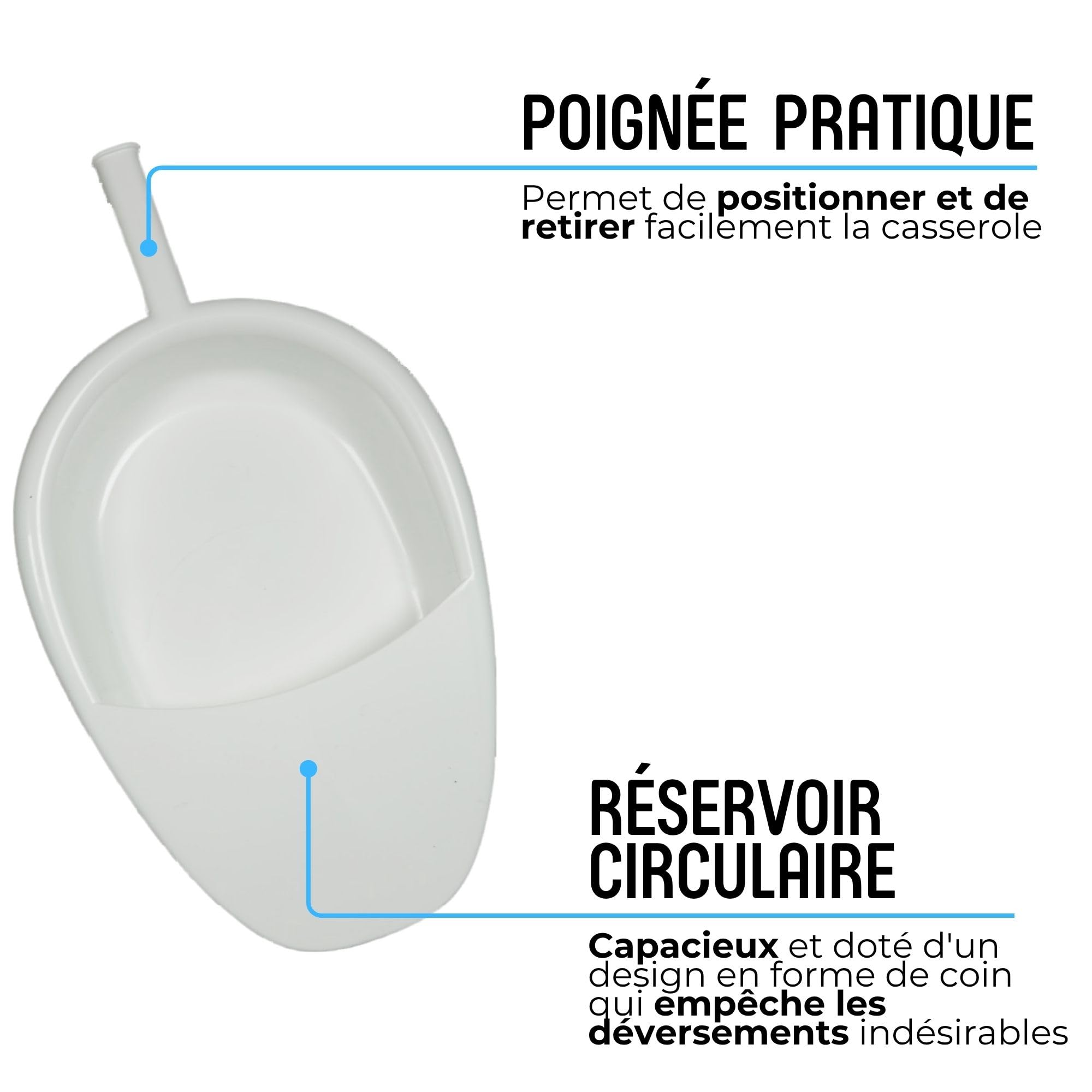 MEDICALAB Bassin de Lit avec Couvercle Made in Italy, Bassin Hygiénique pour Personnes Âgées, Alitées et Handicapées, Bassin Portable Stérilisable en Polypropylène, Couleur Blanche