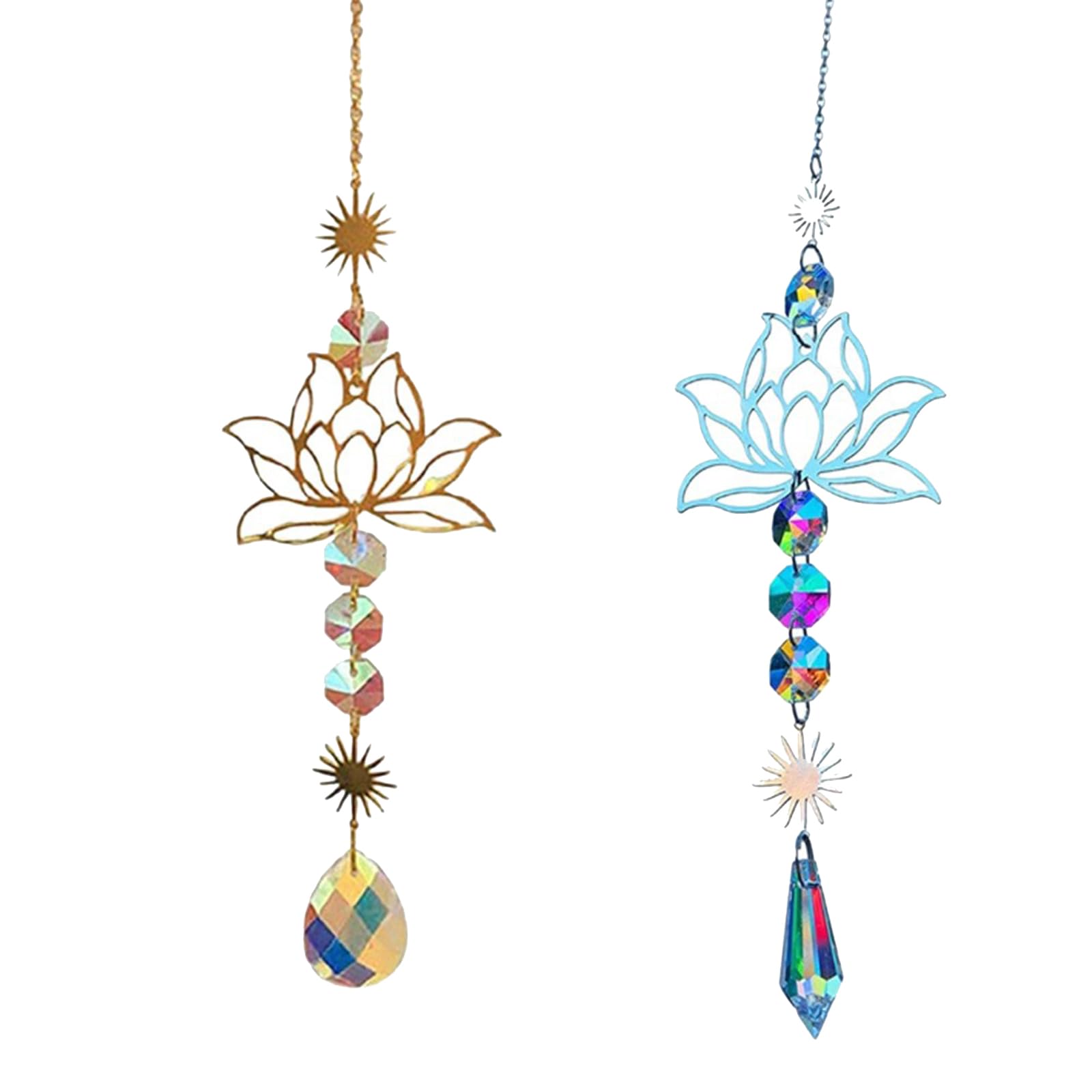 Crystal Suncatcher, Window Hanging Decorations with Rainbow Light Effects, Suncatcher Kit for Home Patio Indoor Outdoor Garden Spaces, Set of 2 Crystal Sun Catchers