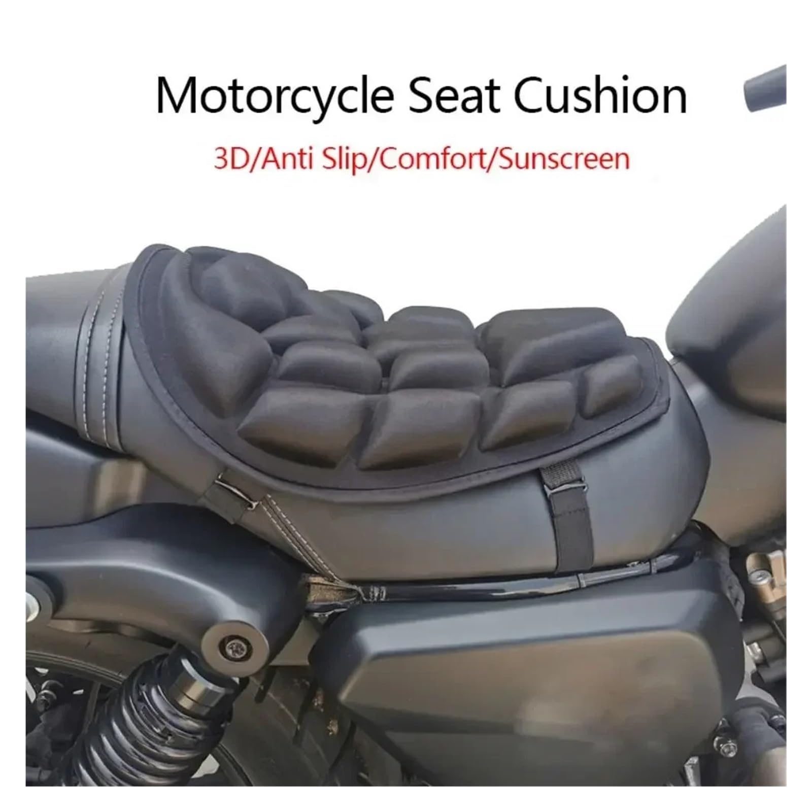 Funda cojín Motocicleta Funda Universal para Motocicleta, Cojín De Asiento Cómodo 3D, Antideslizante, Absorción De Impactos