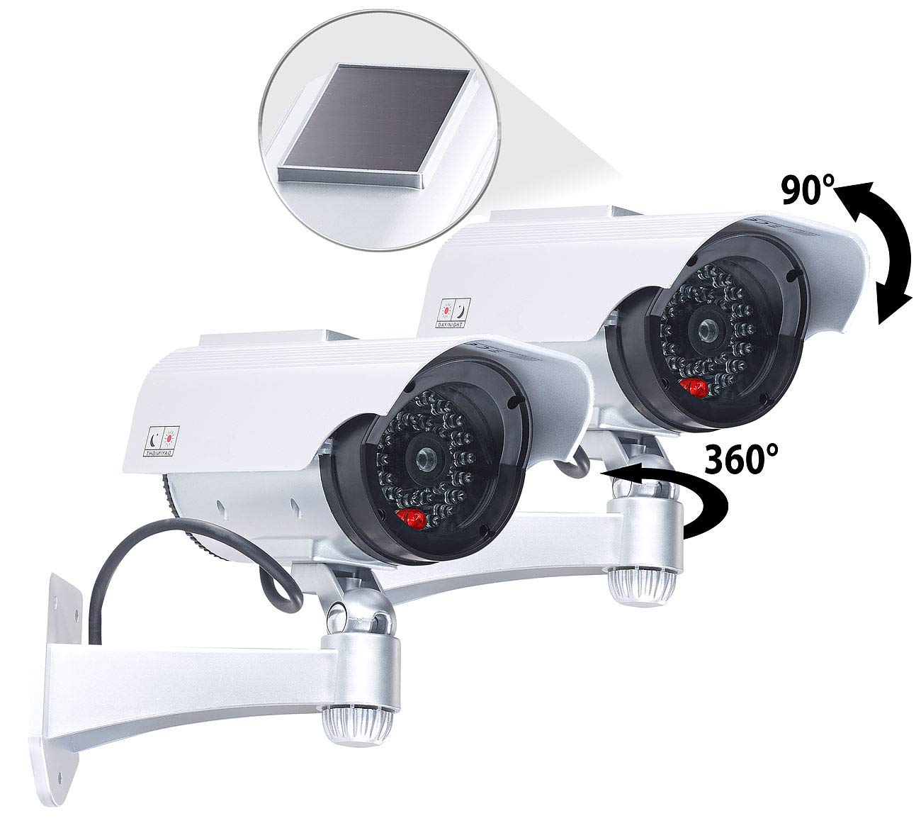 VisorTech 2 caméras de Surveillance solaires factices avec Signal LED