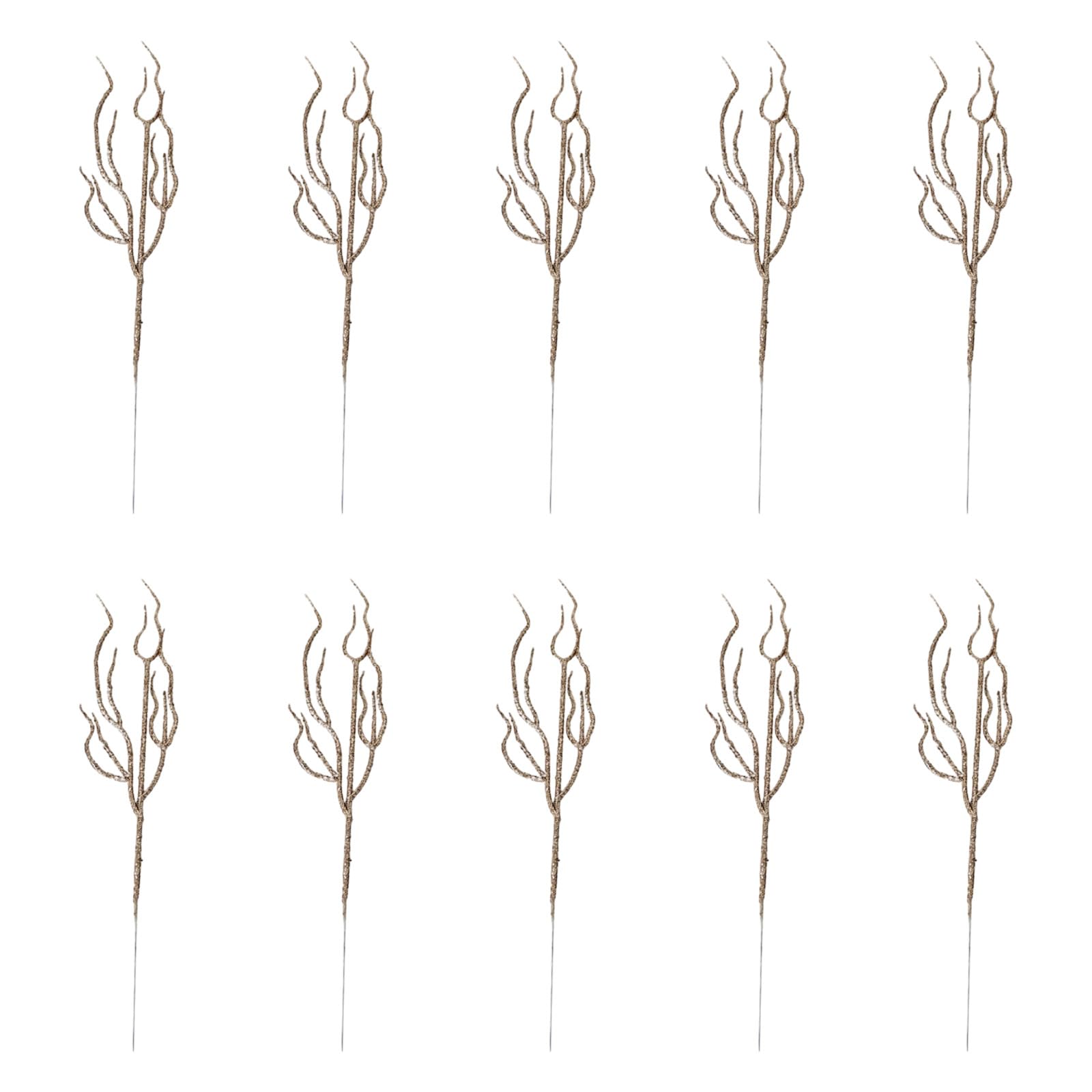 Xitea Champagner Pack Of 10 Realistic Artificial Flower Stems, Artificial Dried Branches, Glittering Picks For Christmas And Wedding Decoration, Plastic Flower Stems