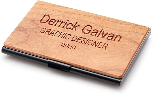 Tarjetero de madera de cerezo de calidad personalizada, Cereza (American Cherry), Tarjetero de madera de cereza