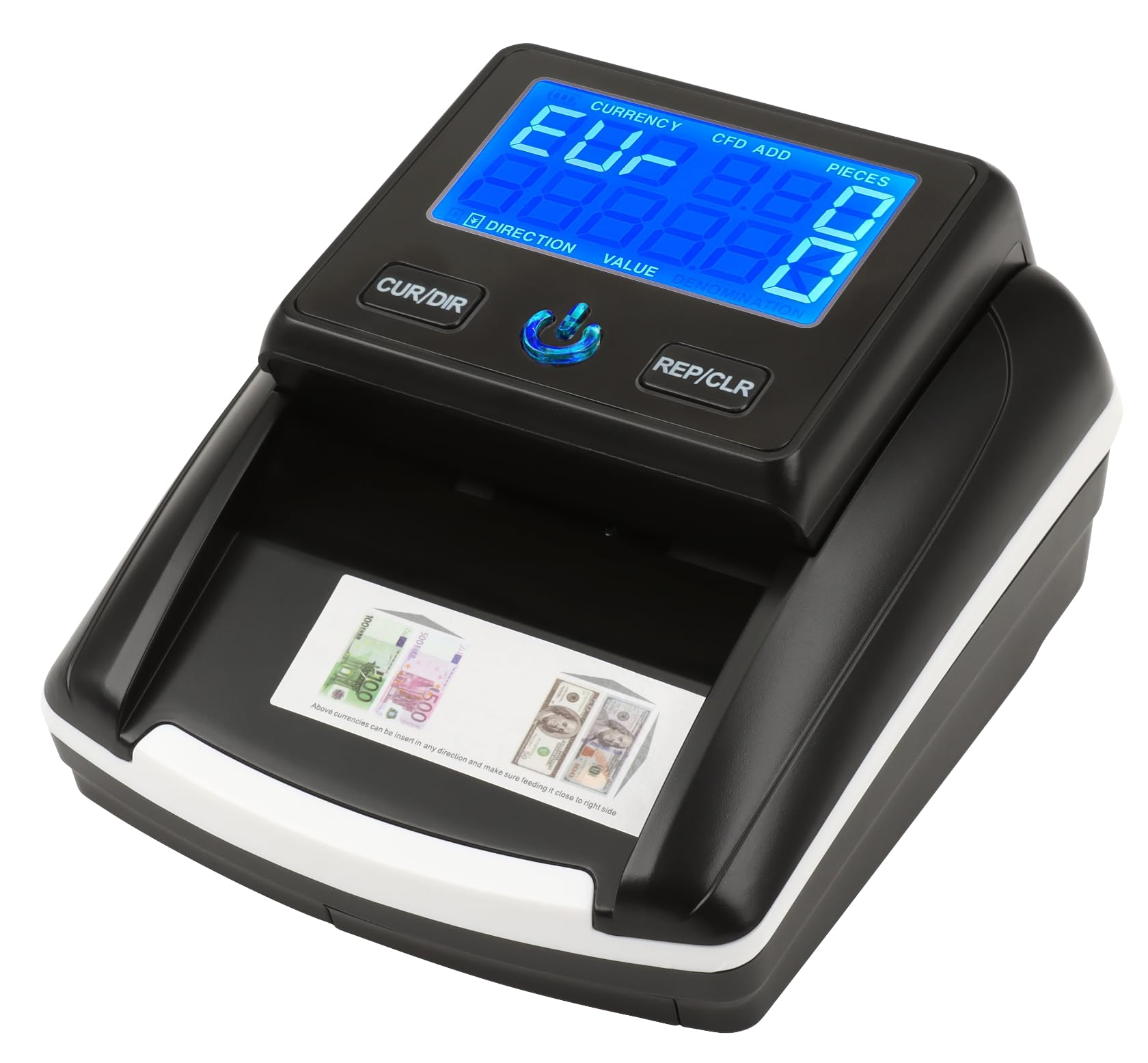 Rilevatore Verifica Banconote false Allarme Sonoro e su Display/Veloce e Affidabile con 7 Controlli/Controlla Conta Banconote Euro Dollaro Sterline Anti Contraffazione/Aggiornabile a Vita