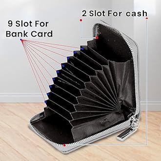 Storite Imported RFID PU Leather 9 Slot Vertical Credit Debit Card Holder Money Wallet Zipper Coin Purse for Men Women (Grey,11.5 x 8 x 2 cm)