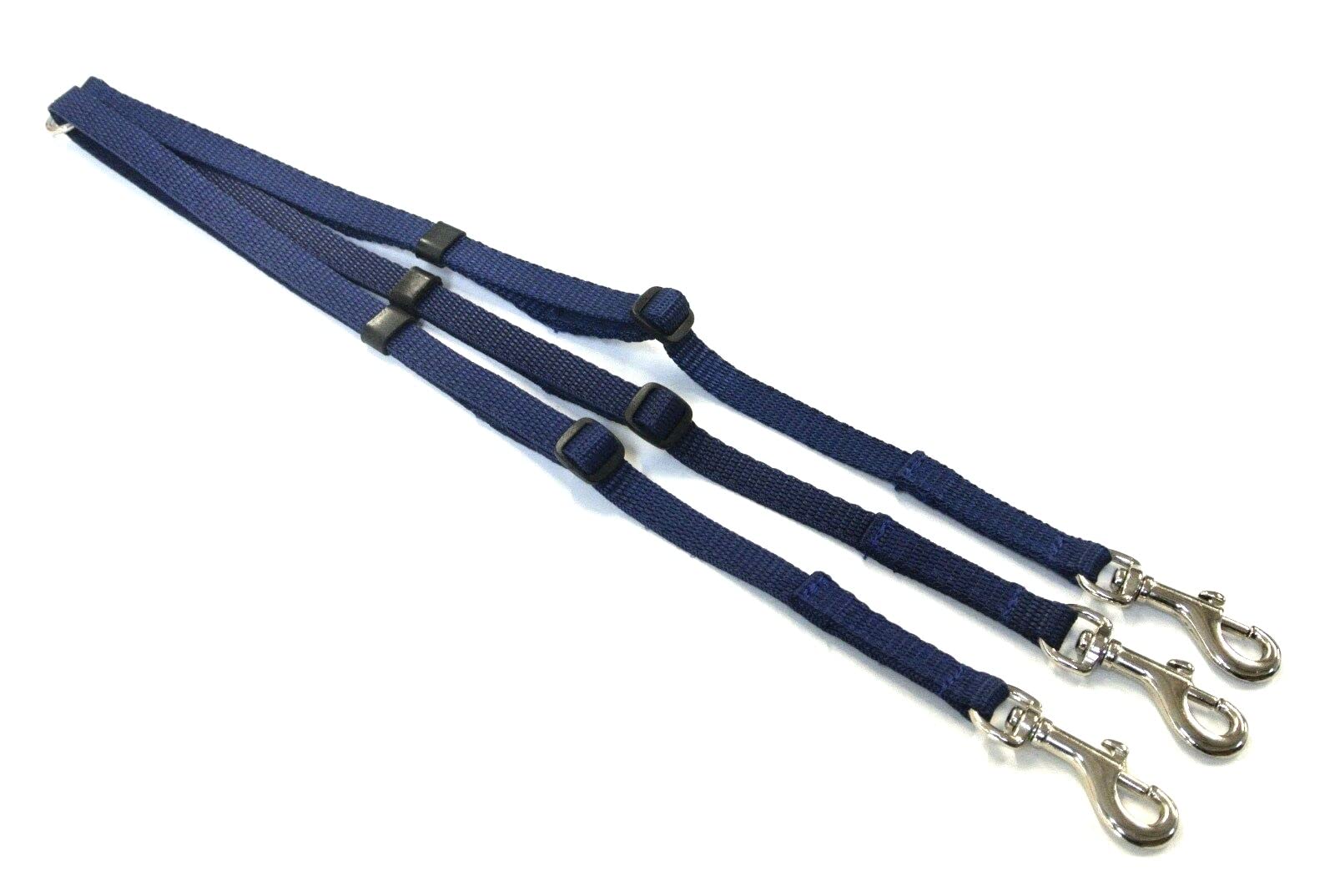 Dog Coupler/Splitter Lead Dual Walking Leash Adjustable 13mm Webbing 3 Way Splitter (Navy) — image 1