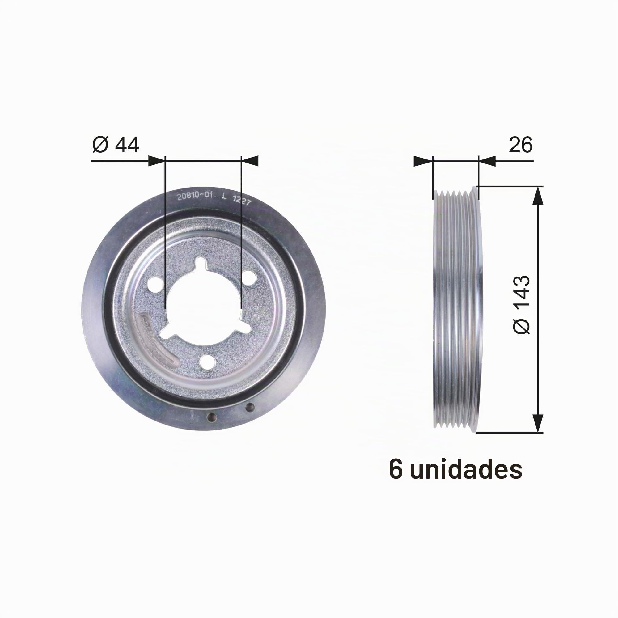 GATES TVD1055 Polea de cigüeñal sin accesorios