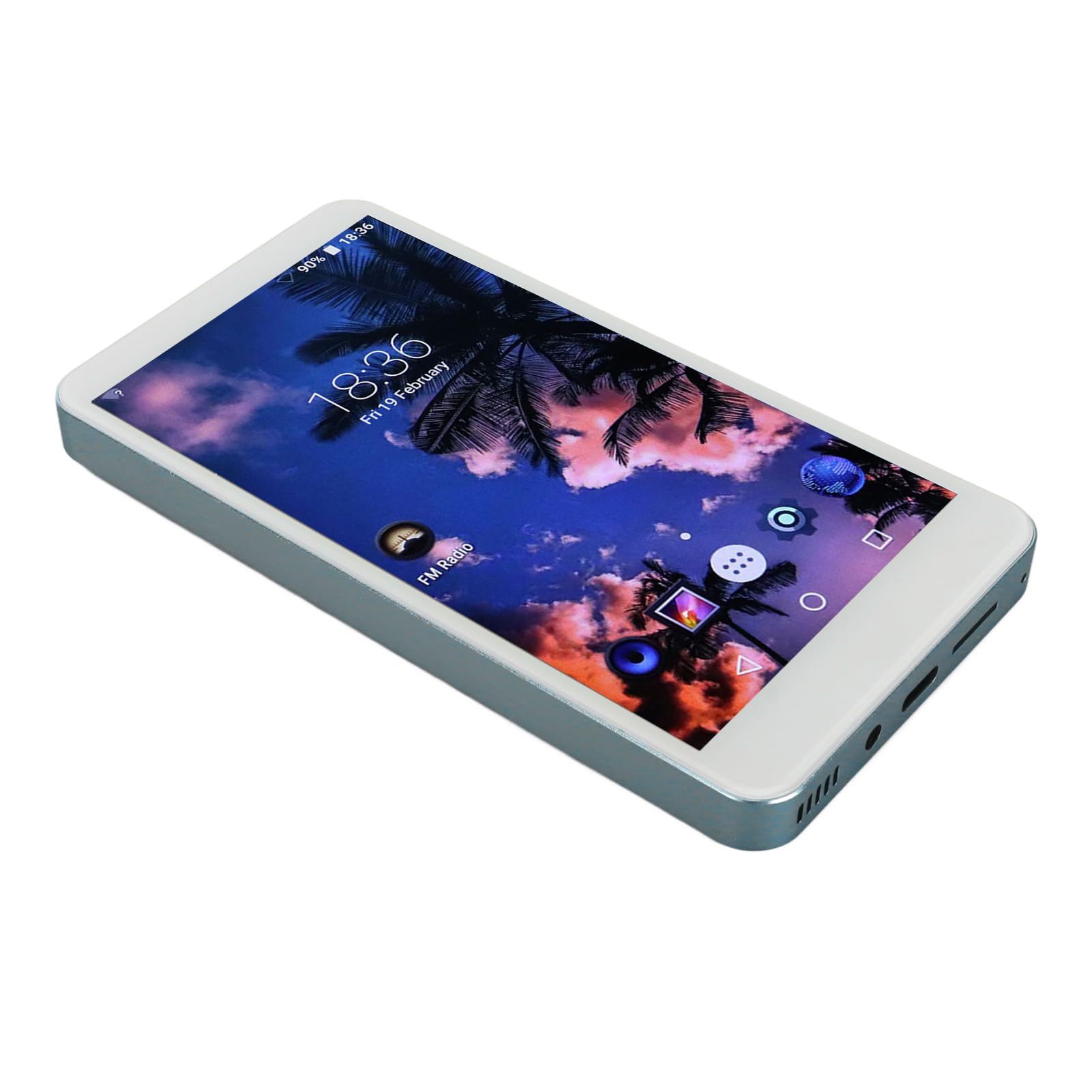 Reproductor de música portátil, audio HiFi Bluetooth 5.0 de 5.0 pulgadas, chip de 8 núcleos, 2200 mAh, reproductor de música MP4 con auriculares blancos para video para correr (azul)