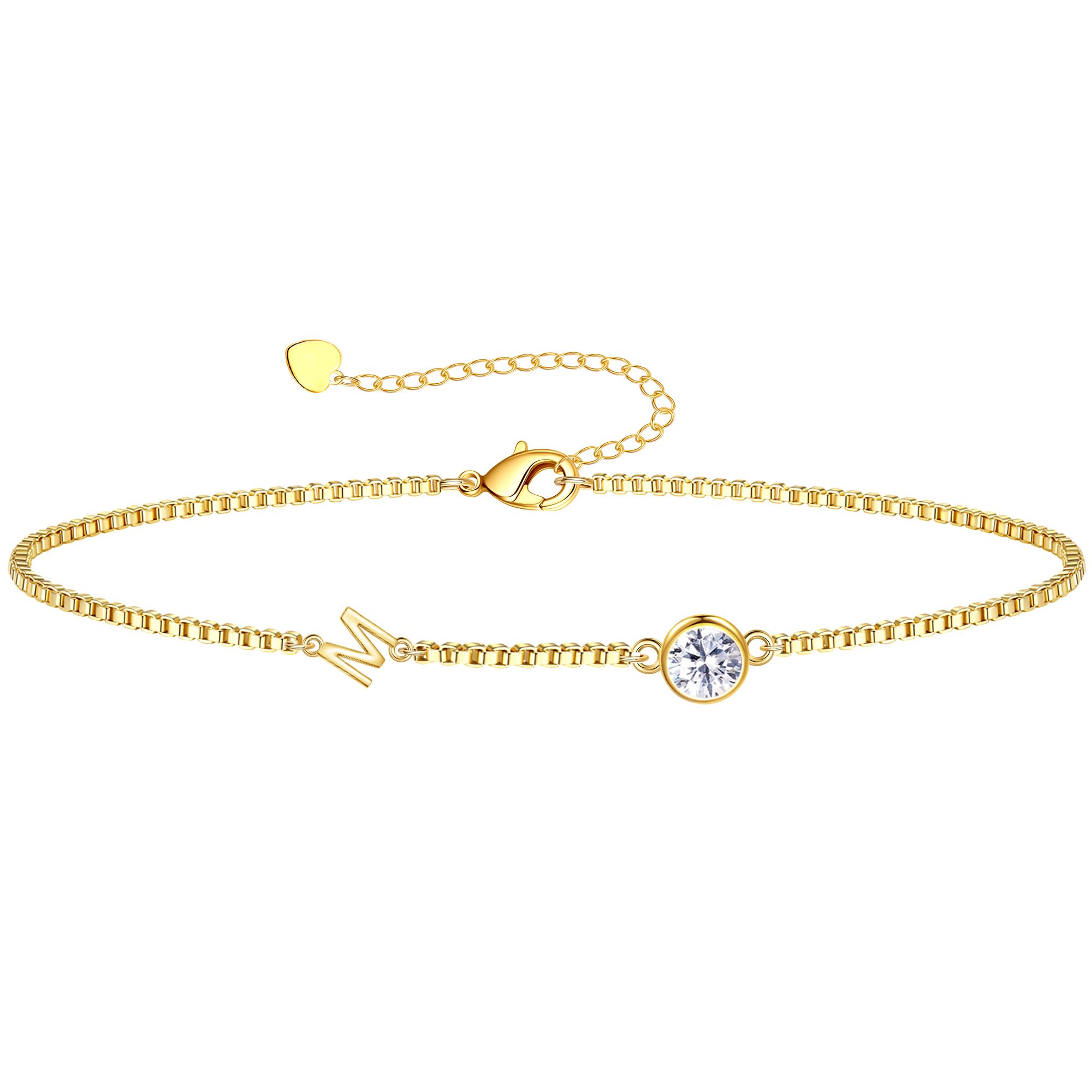 Birthstone Bracelets for Women, Initial Bracelet Teen Stocking Stuffers Birthday Gifts for Teen Girls Initial Bracelet Trendy Letter A-Z Dainty Bracelet 21st 30th Mom Birthday Gift Birthstone Jewelry