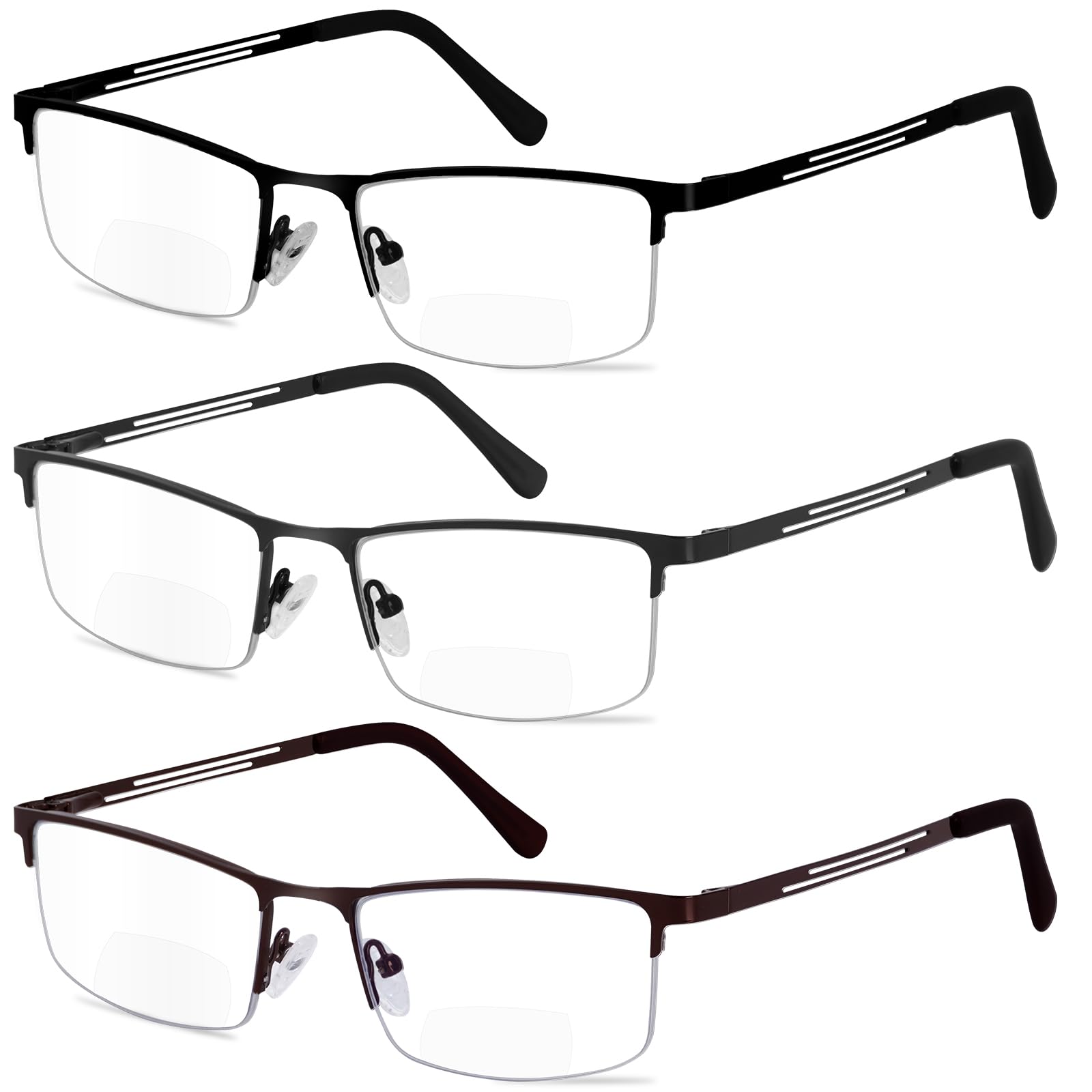 Tutmyrea Bifocal Reading Glasses for Men Women Blue Light Blocking, Metal Rectangle Frame Readers, Anti Eyestrain/Glare/UV