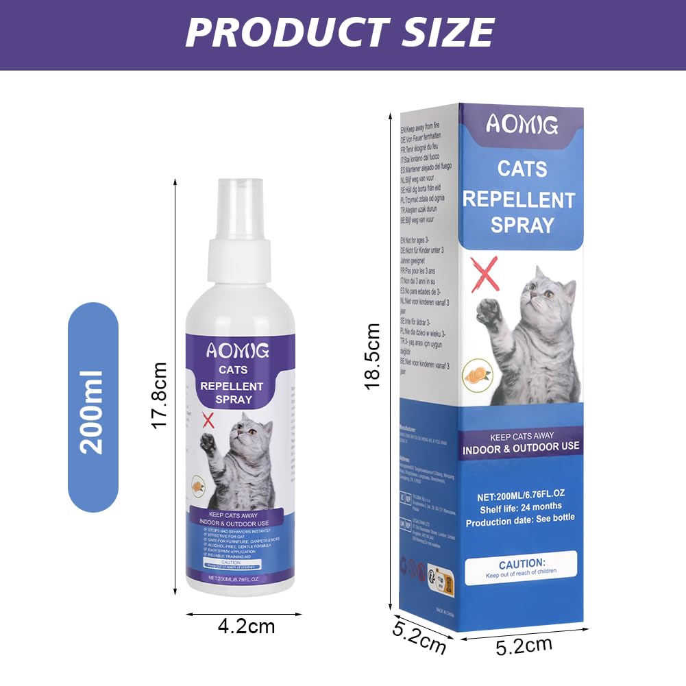 Aomig Spray Arañazos Gatos, 200ml Spray Repelente para Gatos, Spray Arañazos Gatos y Gatitos para Proteger Sofá y Muebles, Ideal para Uso Indoor y Outdoor