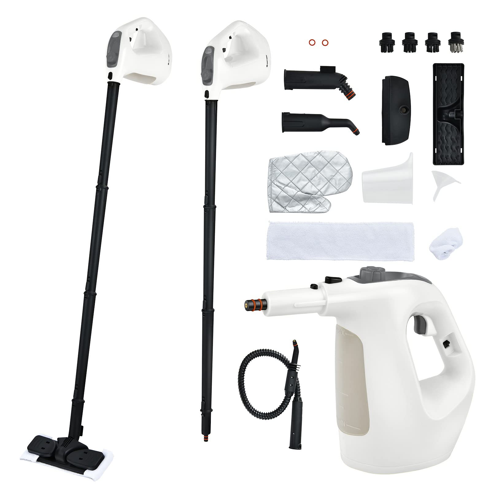 GOFLAME Multipurpose Handheld Steam Cleaner 1400W Pressurized Steamer with 17 Pieces Accessory Set 350 ml Portable Steam Mop