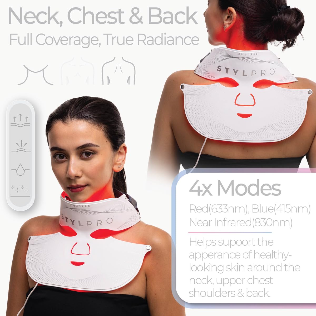 STYLPRO WAVELENGTH PRO 5-in-1 LED Light Therapy Mask - Red Light Therapy for Face Neck, Back & Hair - Image 3