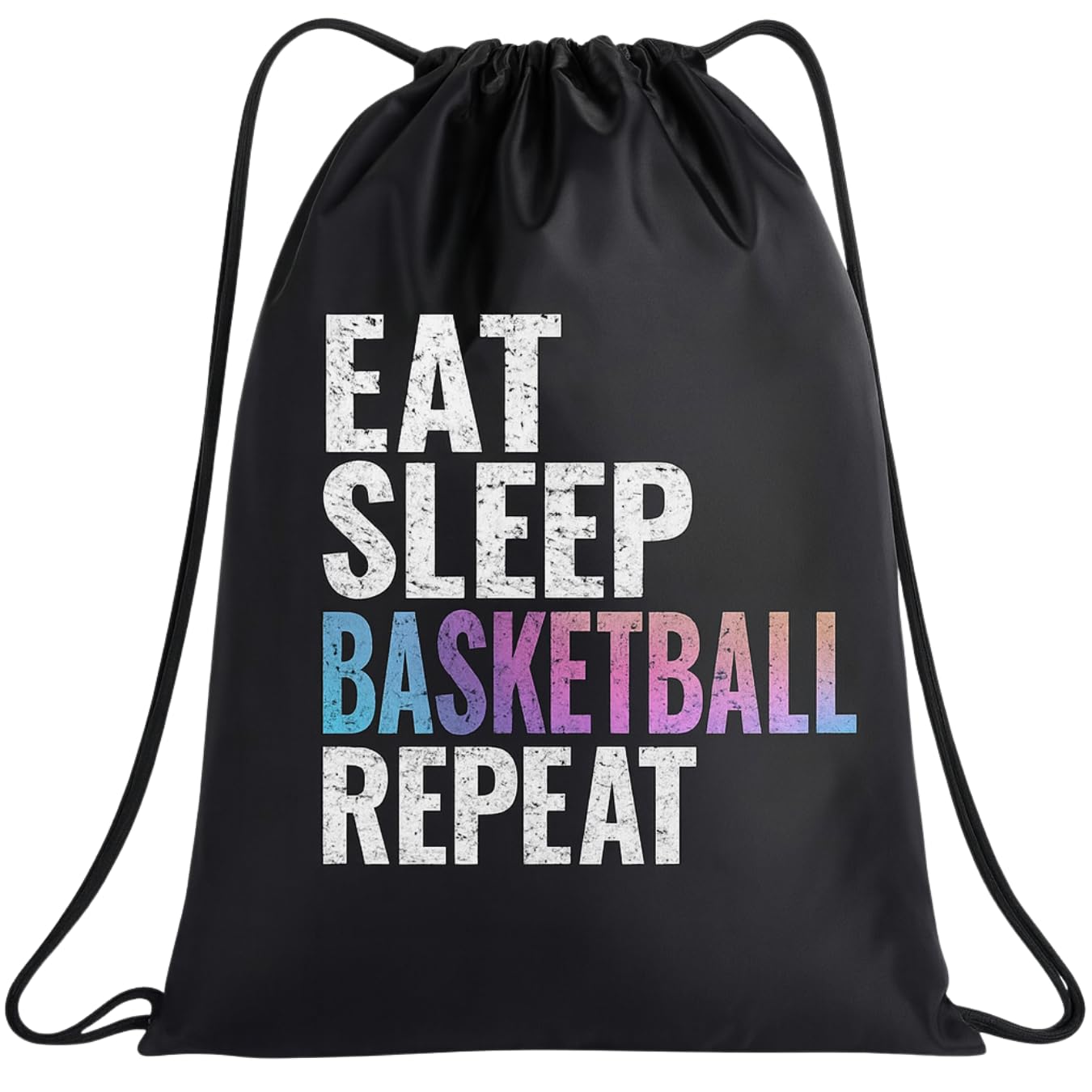 Basketball Drawstring Bag for Girl Basketball Players, Eat Sleep Repeat Sports Cinch Sack for Practice Games Travel and Gym Gear