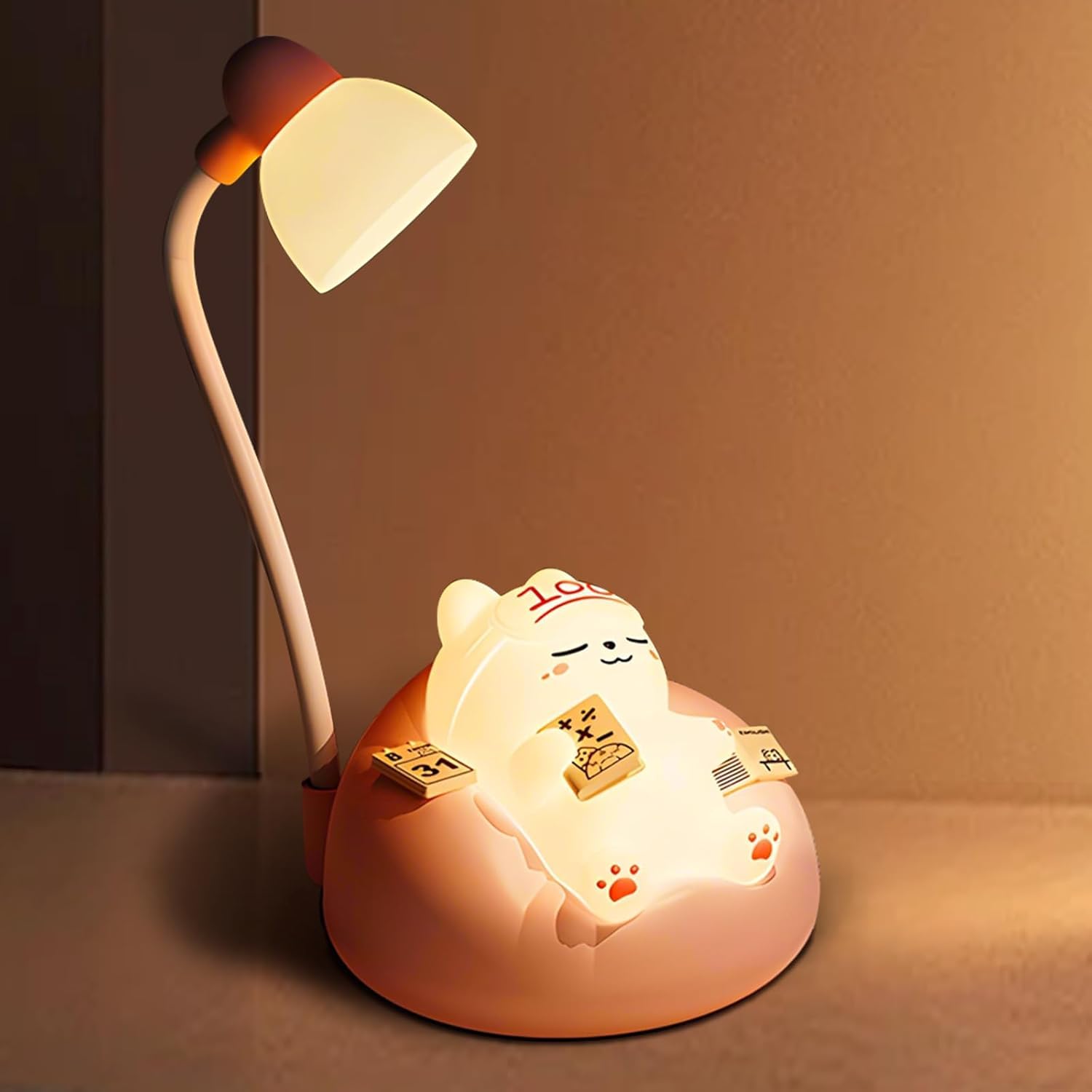 Azonee Kids Table Lamp, Led Touch Bedside Table Lamp with Dimming Function, Cute Night Light for Kids Bedroom with Unique Cartoon Look, Suitable for Bedroom Cute Home Desk Decoration (Pink)