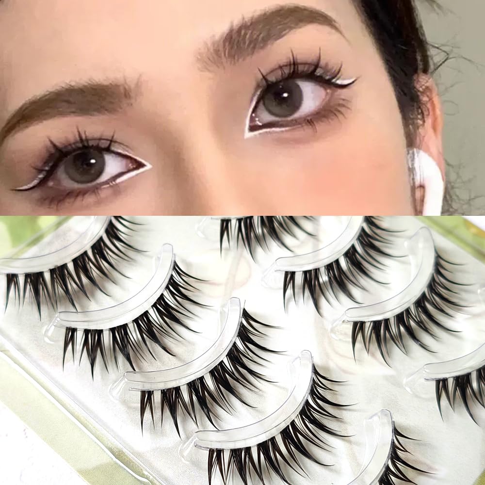 5 Pairs Manga Lashes False Eyelashes Doll Eye Natural Looking Wispy Faux Mink Eye Lashes Extension Cosmetics Tools