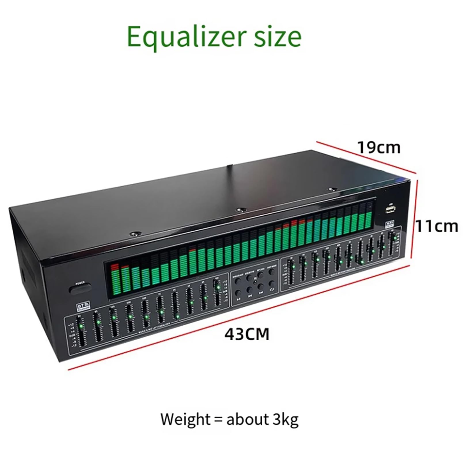 Ecualizador Digital De 31 Bandas, Ecualizador Gráfico Estéreo De Audio Digital Profesional, Sistema De Sonido con Procesador De Sonido LED, Reducción De Ruido, para Estudio De Grabación