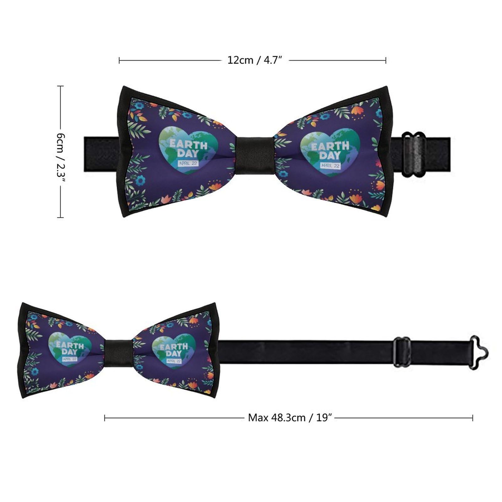 GoasNei Earth Day Bow Tie for Men Adjustable Necktie Funny Tie Neck Ties for Weddings Party