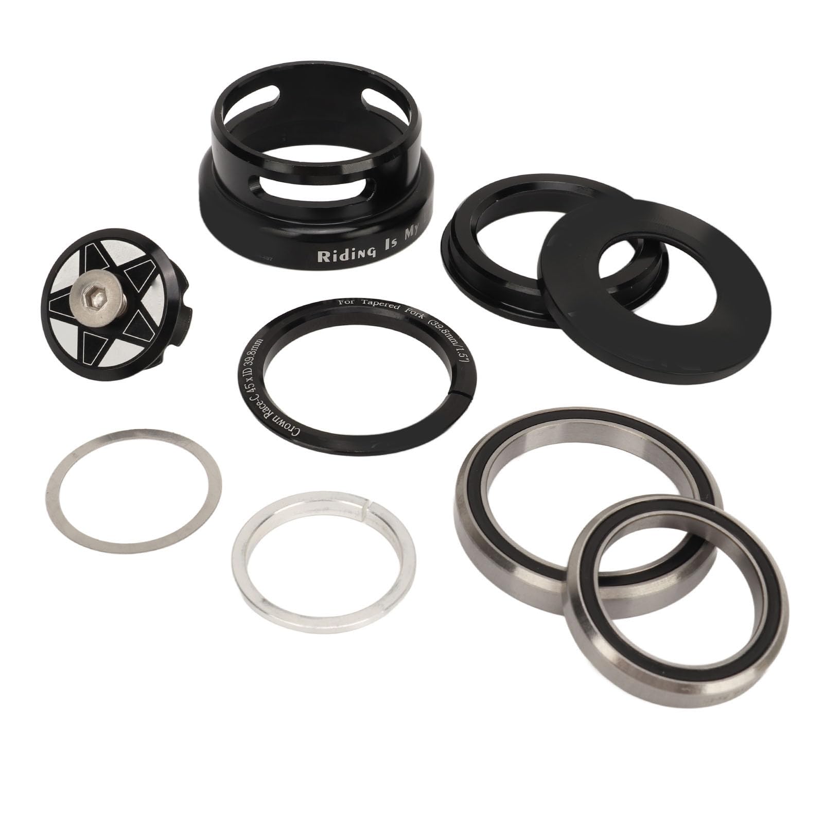 Gavigain Bike Headset Bike Fork Bowls Set Aluminum Alloy Bike Front Fork Stem Headset for 49.7mm Straight Steerer Frame