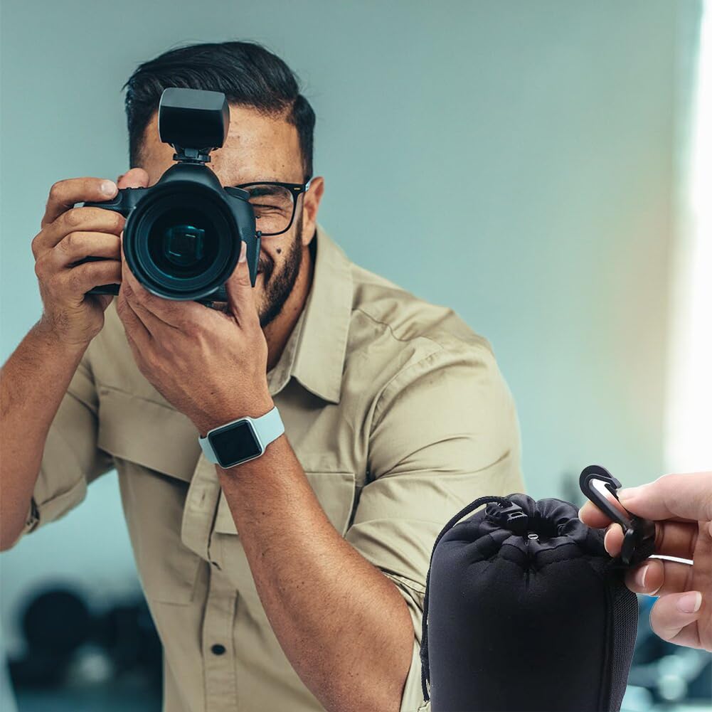 Sacchetti Lenti, Custodia per Obiettivo, Borsa Spessa Imbottita, Porta Obiettivi Fotografici, Custodia Protettiva In Neoprene, M L, 2 Pezzi