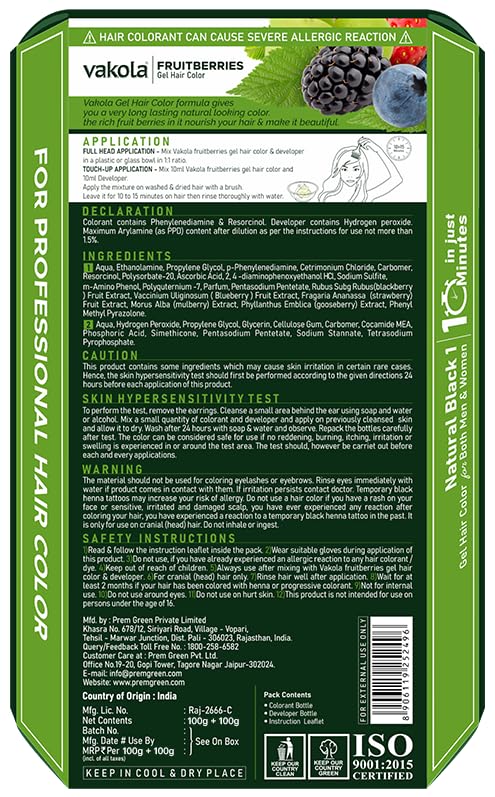 Fruitberries Natural Black Long Lasting Natural Fruit Vinegar Professional Gel hair Color for Both Men & Women (100ml x 2(Black Gel Hair Color & Developer)) - Image 7