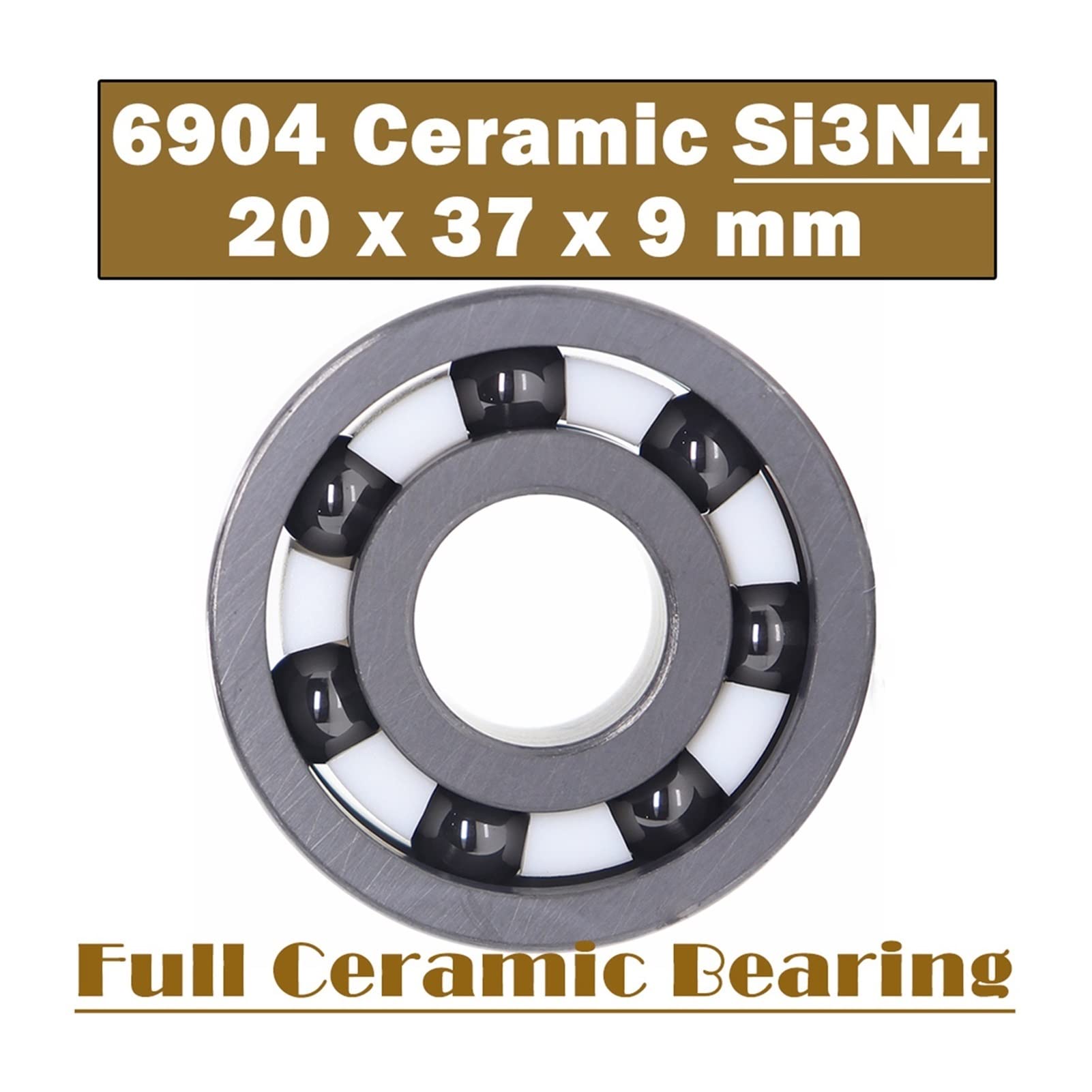 Rodamiento de cerámica Completo (1 PC) 20 * 37 * 9 mm SI3N4 Material 6904 Cerámica 61904 Rodamientos de Bolas Cojinete