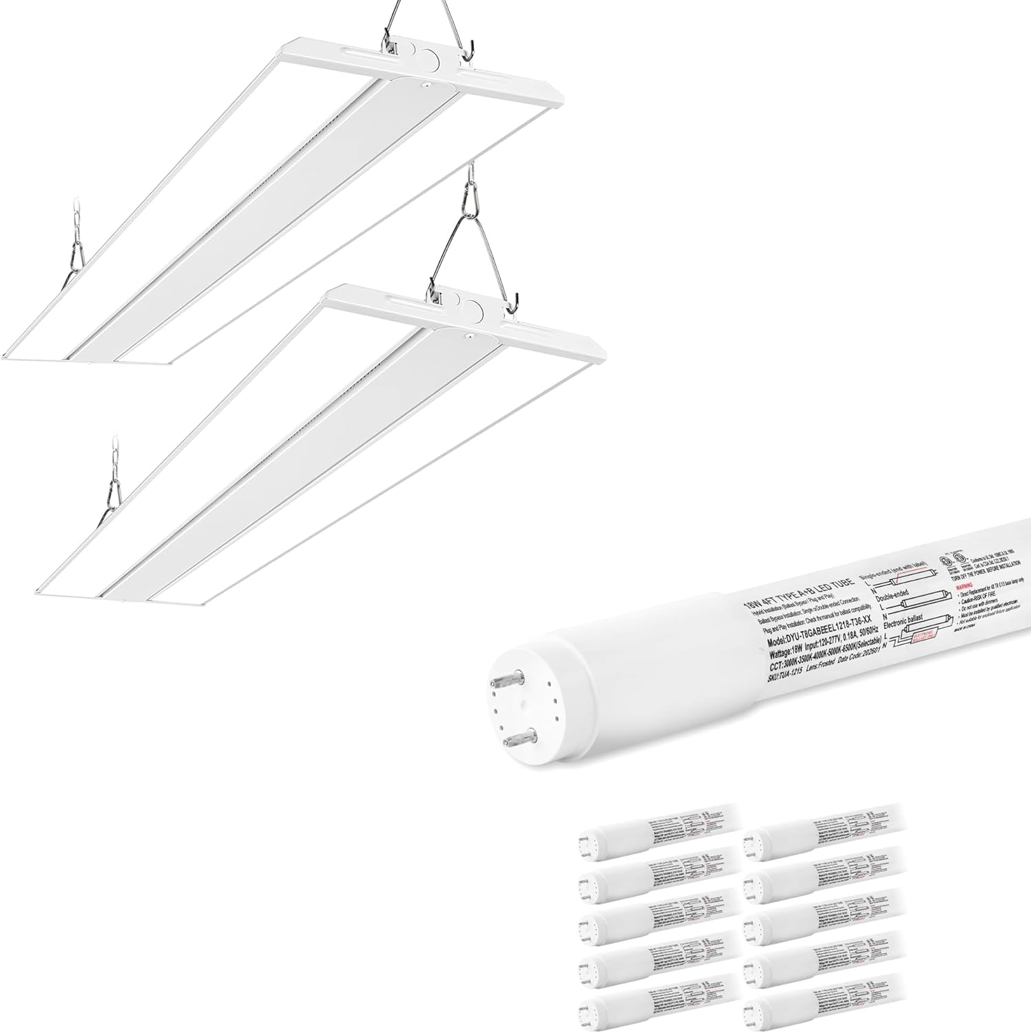 hykolity 4FT 250W LED Linear High Bay Shop Light 5CCT 4FT LED T8 Hybrid Type A+B Light Tube