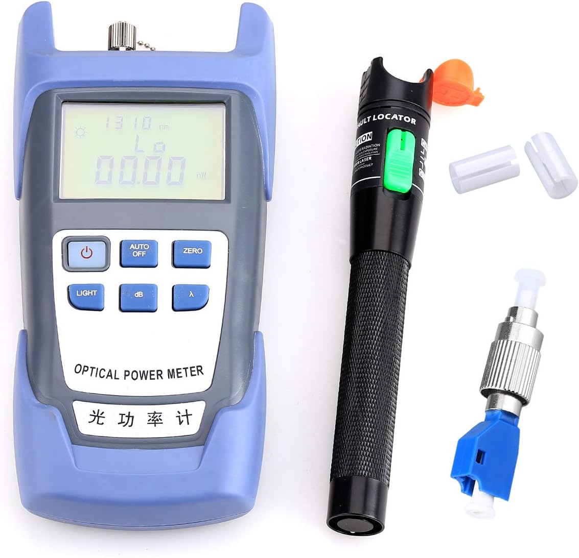 Fiber Optical Power Meter 30KM Visual Fault Locator FC-LC Adapter Fiber Optic Cable Tester Checker Test Tool Kit for CATV Telecommunications Engineering Maintenance