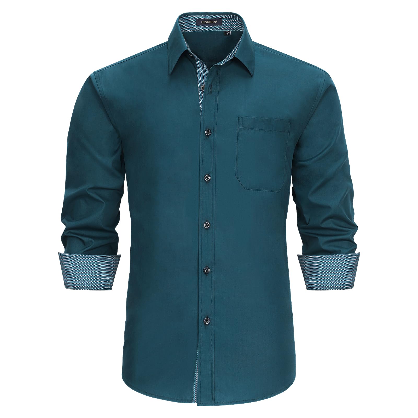 HISDERN Chemise Formelle pour Hommes décontractée à Manches Longues Chemises habillées Classiques boutonnées