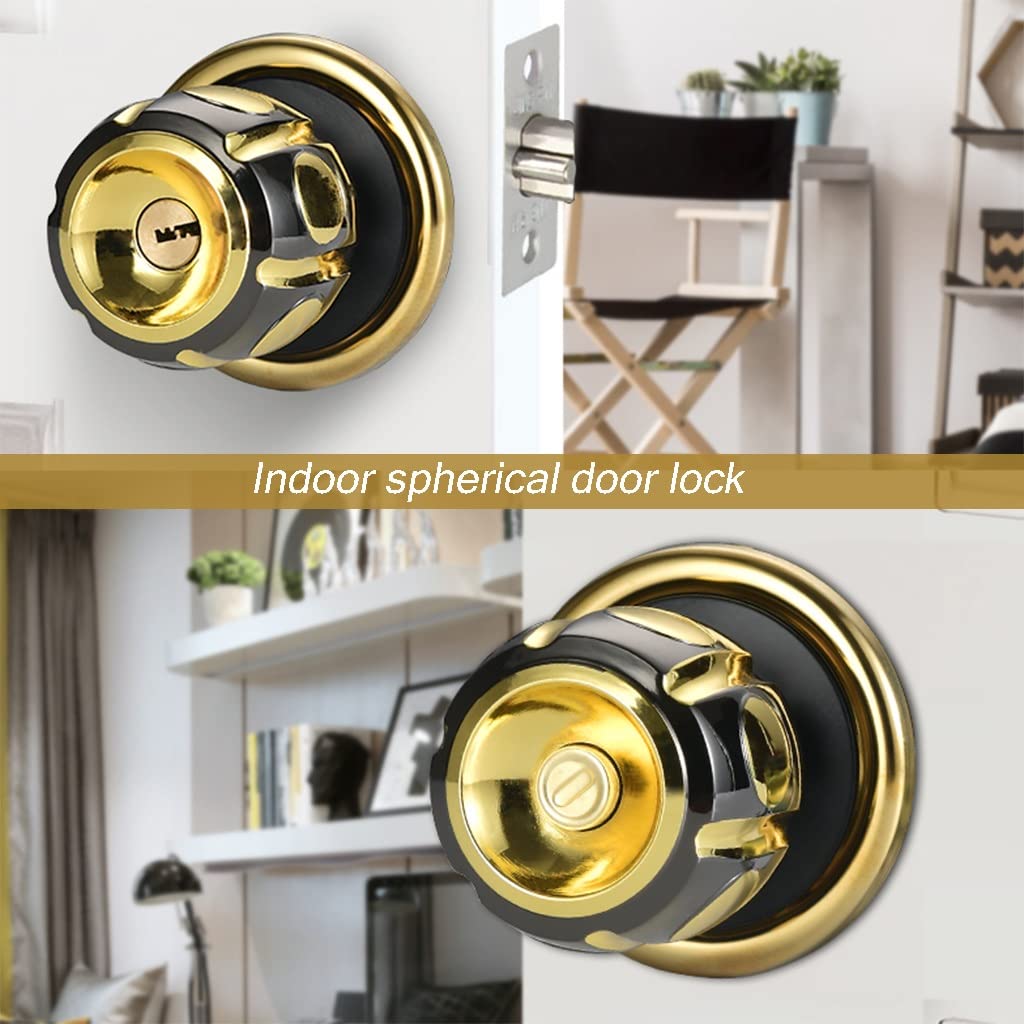 CEYMIO Einsteckschloss Mit Türknauf – Messing, Antik Gold, Vintage-Design Für Schlafzimmer & Badezimmer