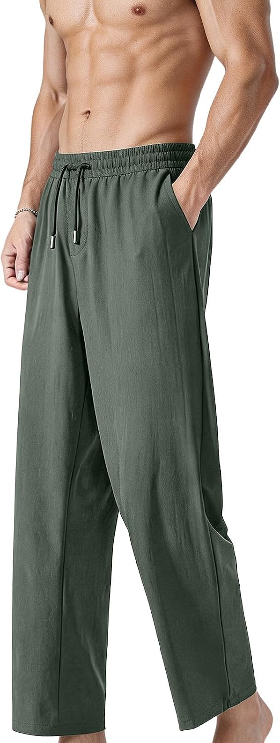 Lightweight Sweatpants for Men with Pockets Quick Dry Athletic Summer Pant Elastic Waist Casual Vacation Pants