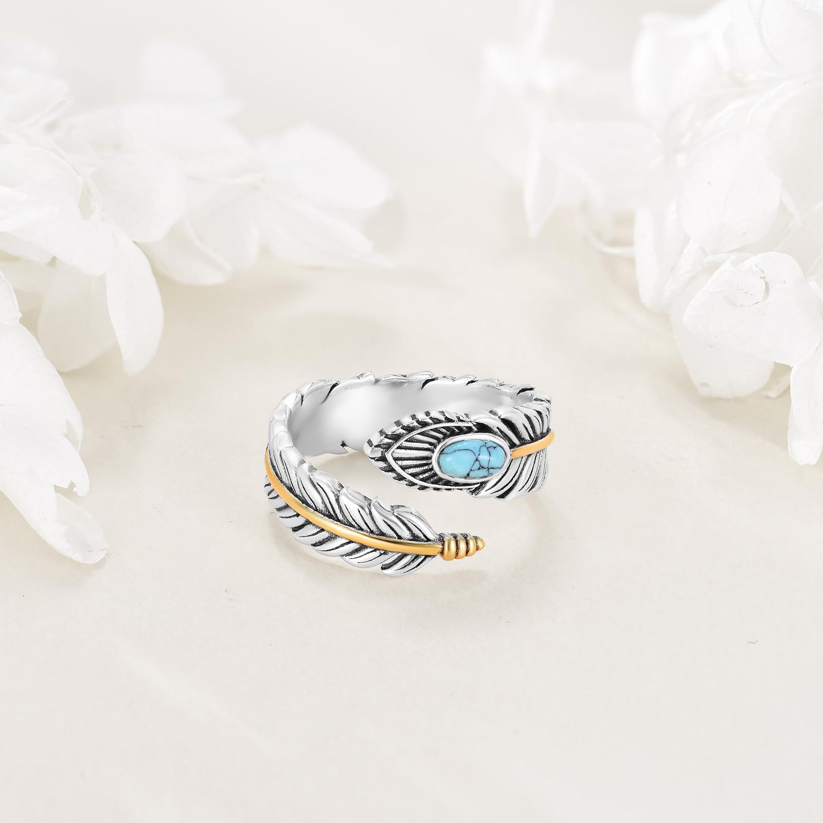 POPLYKE Meerjungfrau/Schmetterling/Sonnenblumenringe/Biene/Katze/Feder 925 Sterling Silber Aussage Ringe Schmuck für Ihre Damen