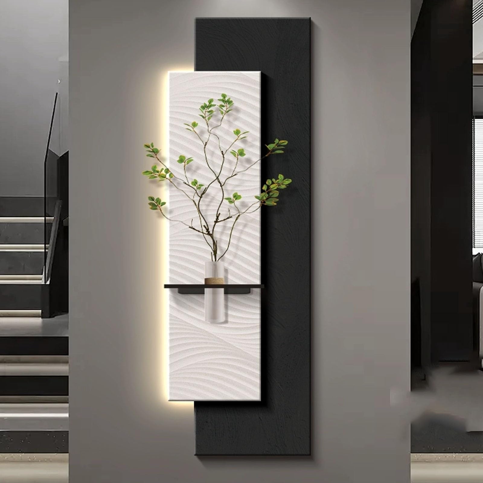 Déco Murale Végétale LED pour Salon Moderne et Inspiré de la Nature