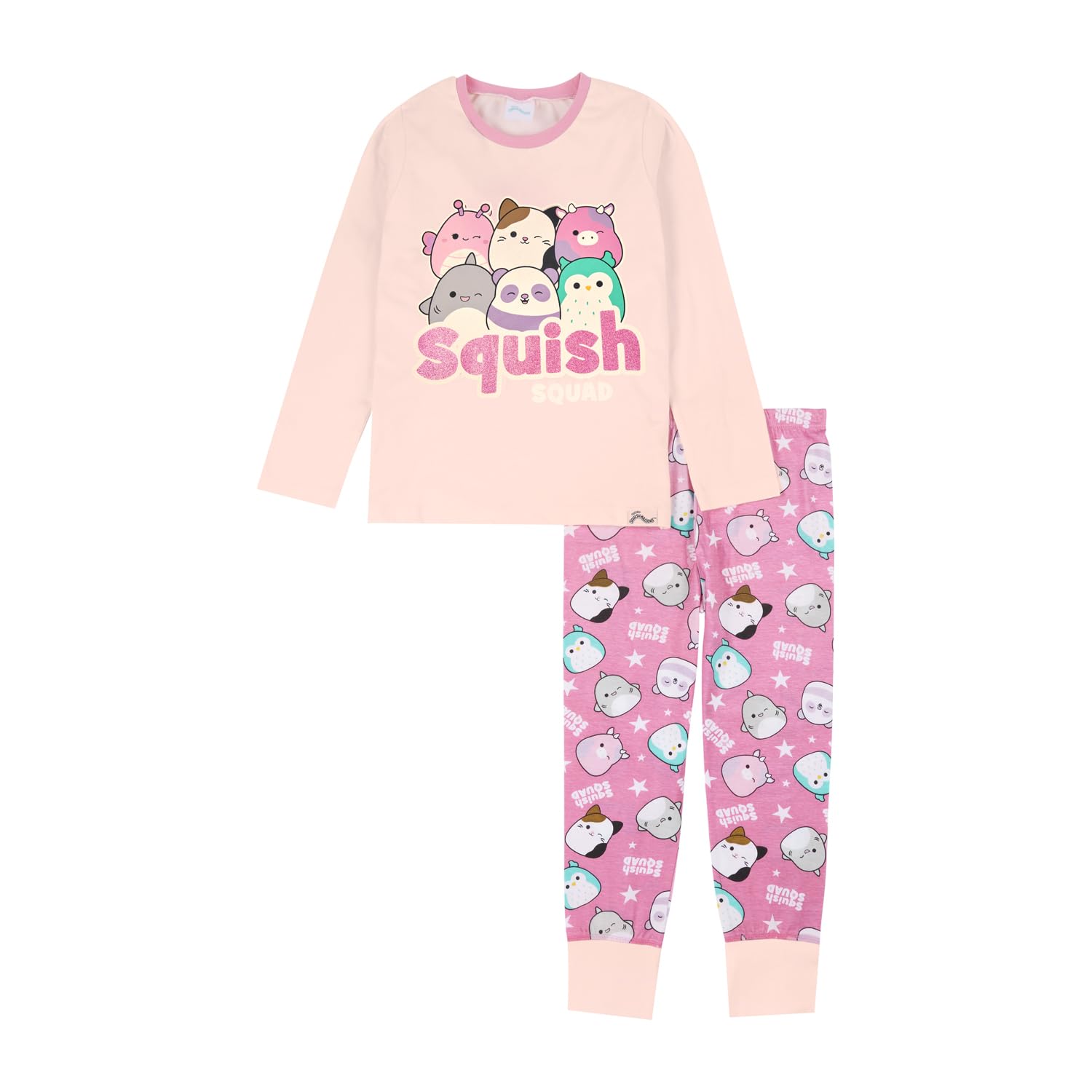 Squishmallows Girls Pyjamas | Girls Long Pyjamas PJ Set | Squish Squad Plush Pjs | Ages 6 to 13 Years Old 12-13 Years Pink