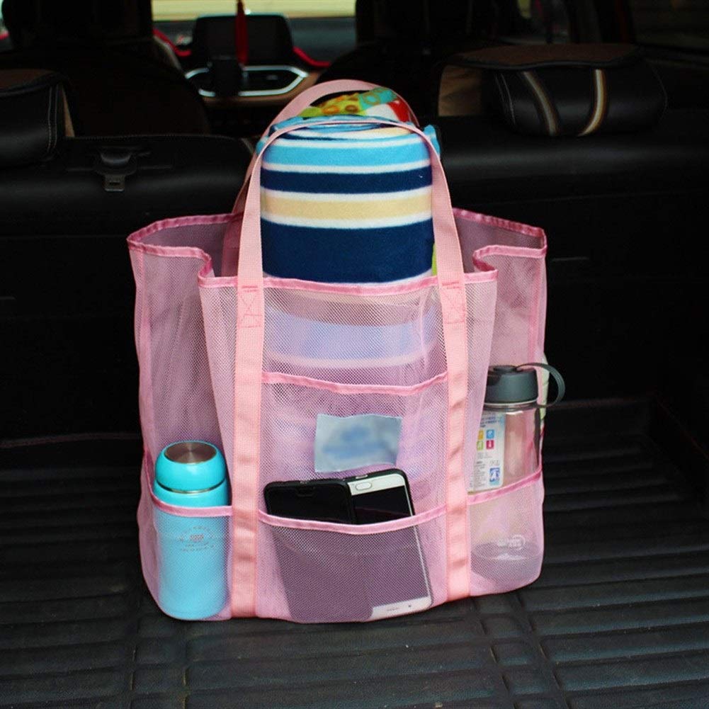Bolsa de ducha de malla portátil de secado rápido para estudiantes universitarios, organizador de ducha para dormitorio (rosa)