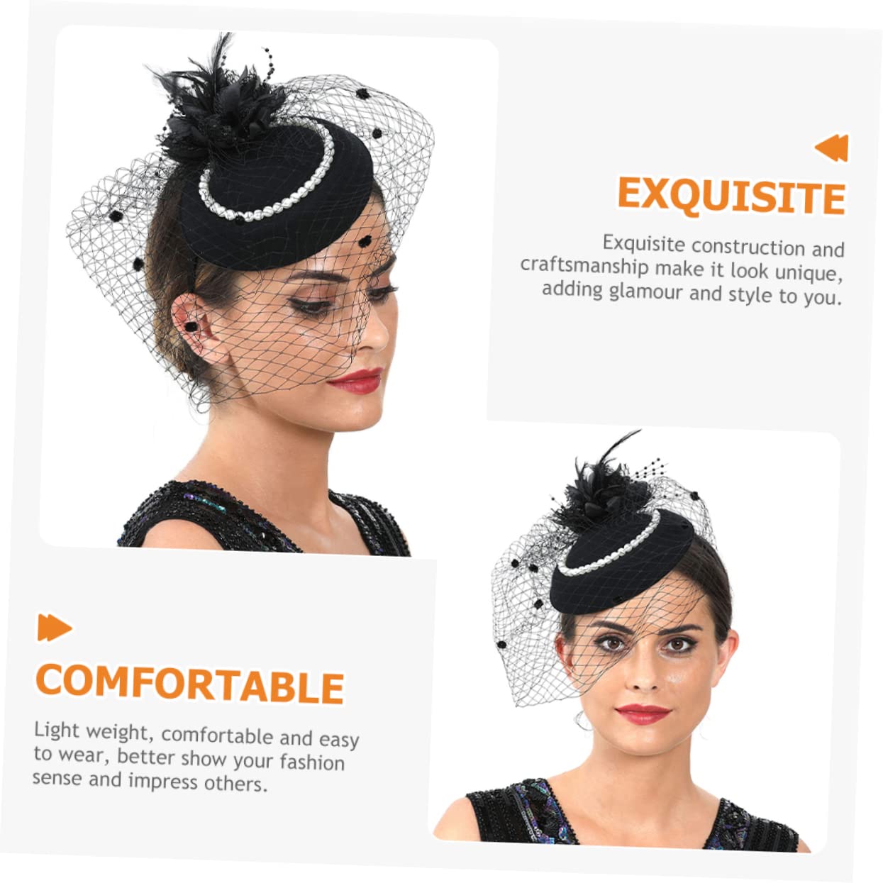 ifundom 4pezzi Fascinator Retro per Sposa con Piume e Perle Cerchietto Elegante per Cerimonie e Feste Accessorio Versatile per Matrimoni e Occasioni Speciali
