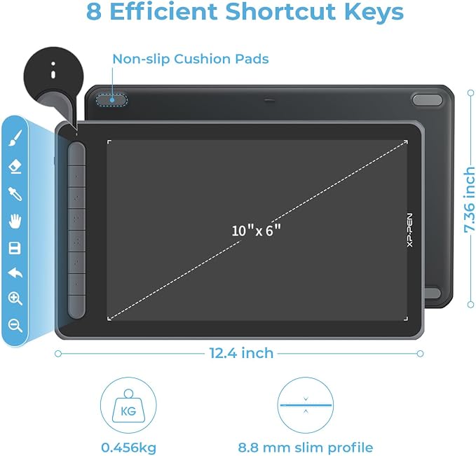 Tableta Digitalizadora XPPen Deco LW 10x6 Bluetooth Negra miniatura 8