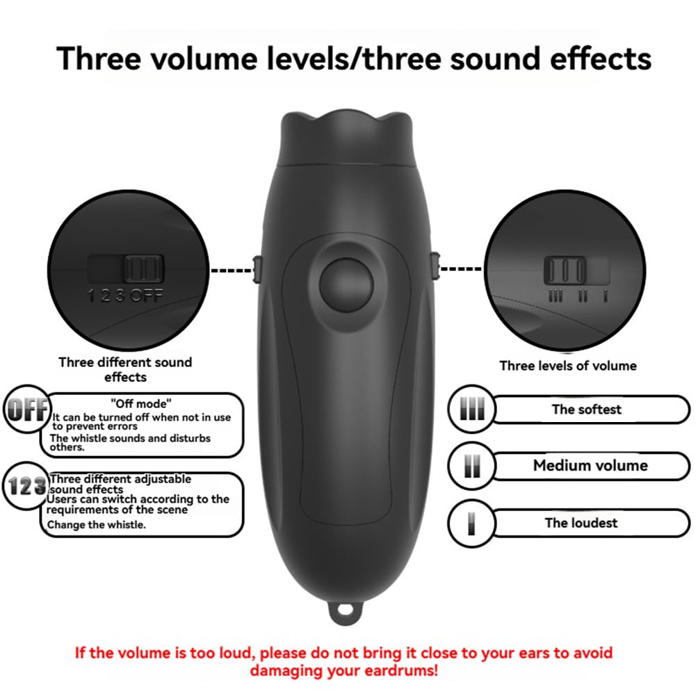 Sifflet Électronique Rechargeable par USB, 3 Tons, Volume Réglable, 3 Sons Différents, Orange.