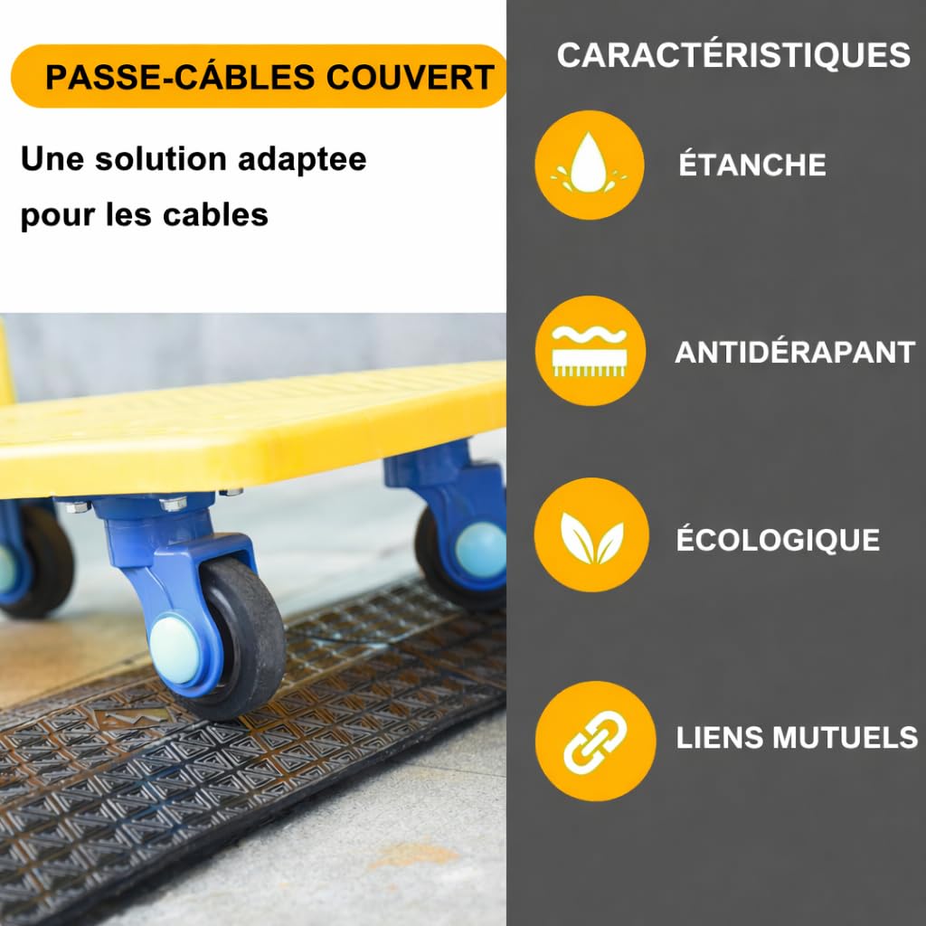 Couvre-Câble pour Sol, Protecteur de Câble de 80''/203cm, Rampe de Protection de Câble Robuste pour Parkings, Entrepôts et Maisons (Petit modèle, 4 pièces)