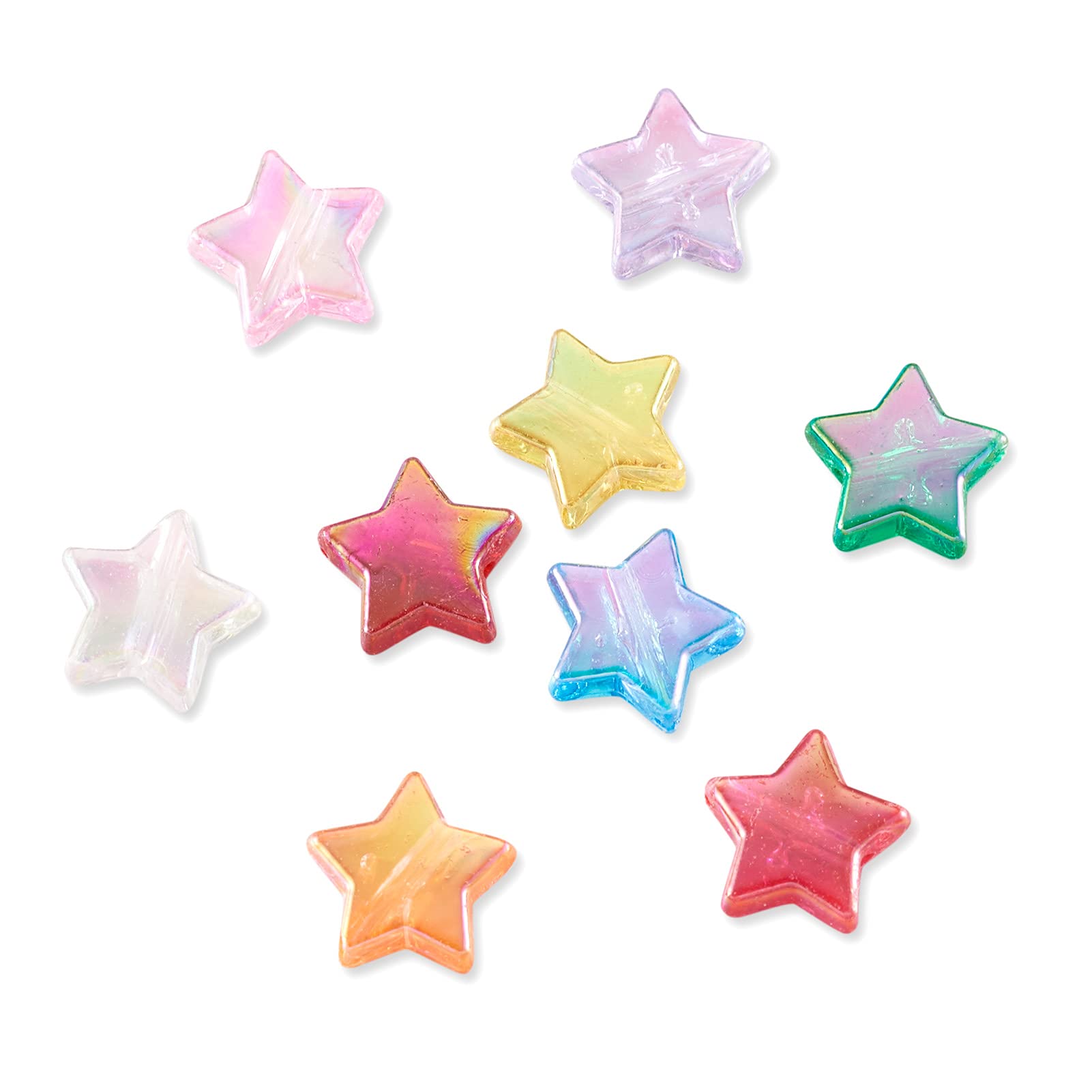 Cheriswelry 200pcs 10mm Crystal AB Acrylic Star Beads Colorful Star Pony Beads for DIY Message Name...