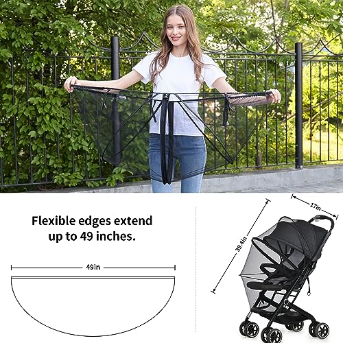 Mosquito Net for Stroller,Encrypted Stroller Mosquito Net Full Cover with Double Zipper,Breathable & Foldable Netting for Baby Cover(Black)