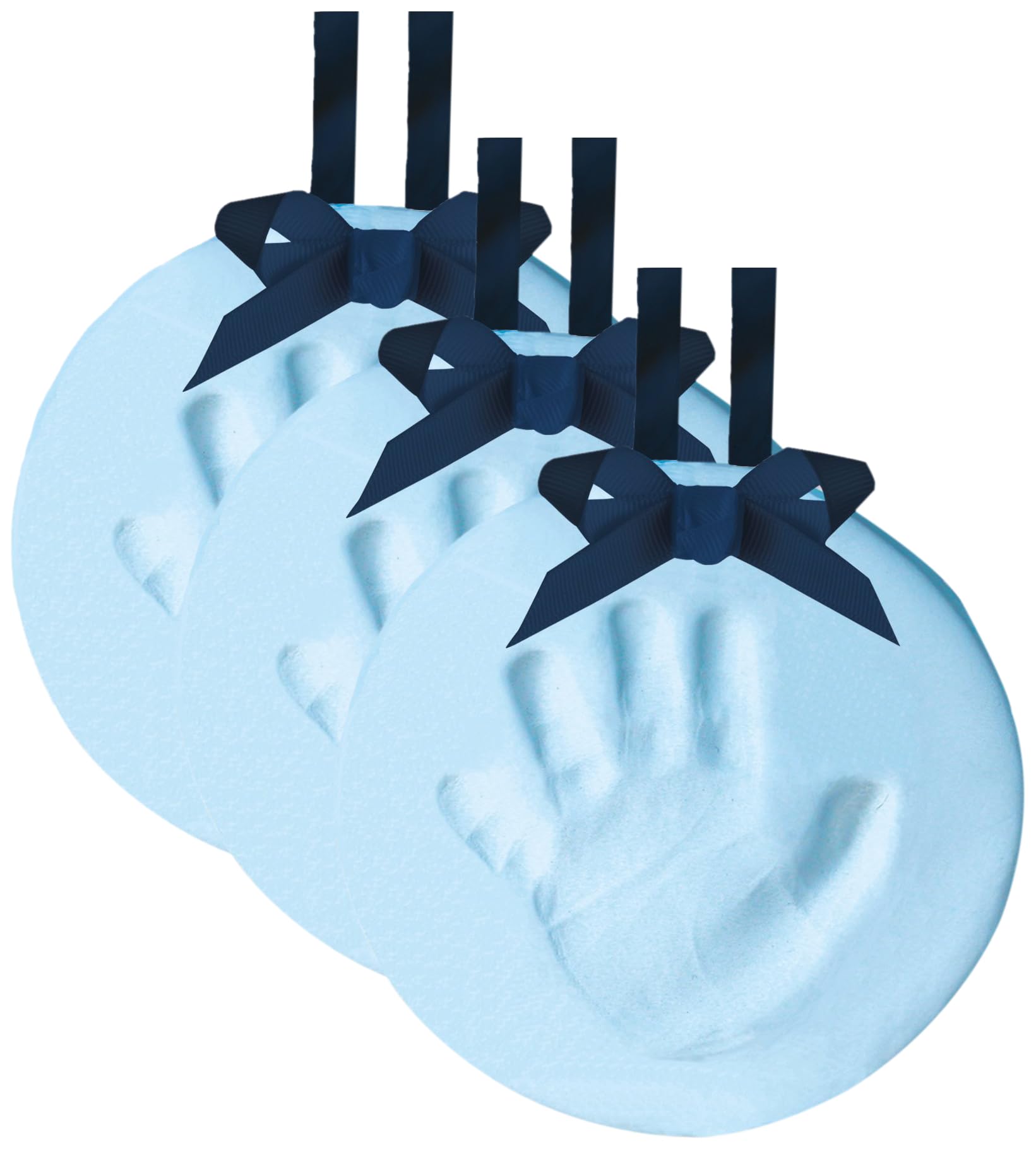 tiny ideasDIY No Bake Baby’s Print Handprint or Footprint Keepsake Ornament with Ribbon, Blue, 0.28 lb (Pack of 3)