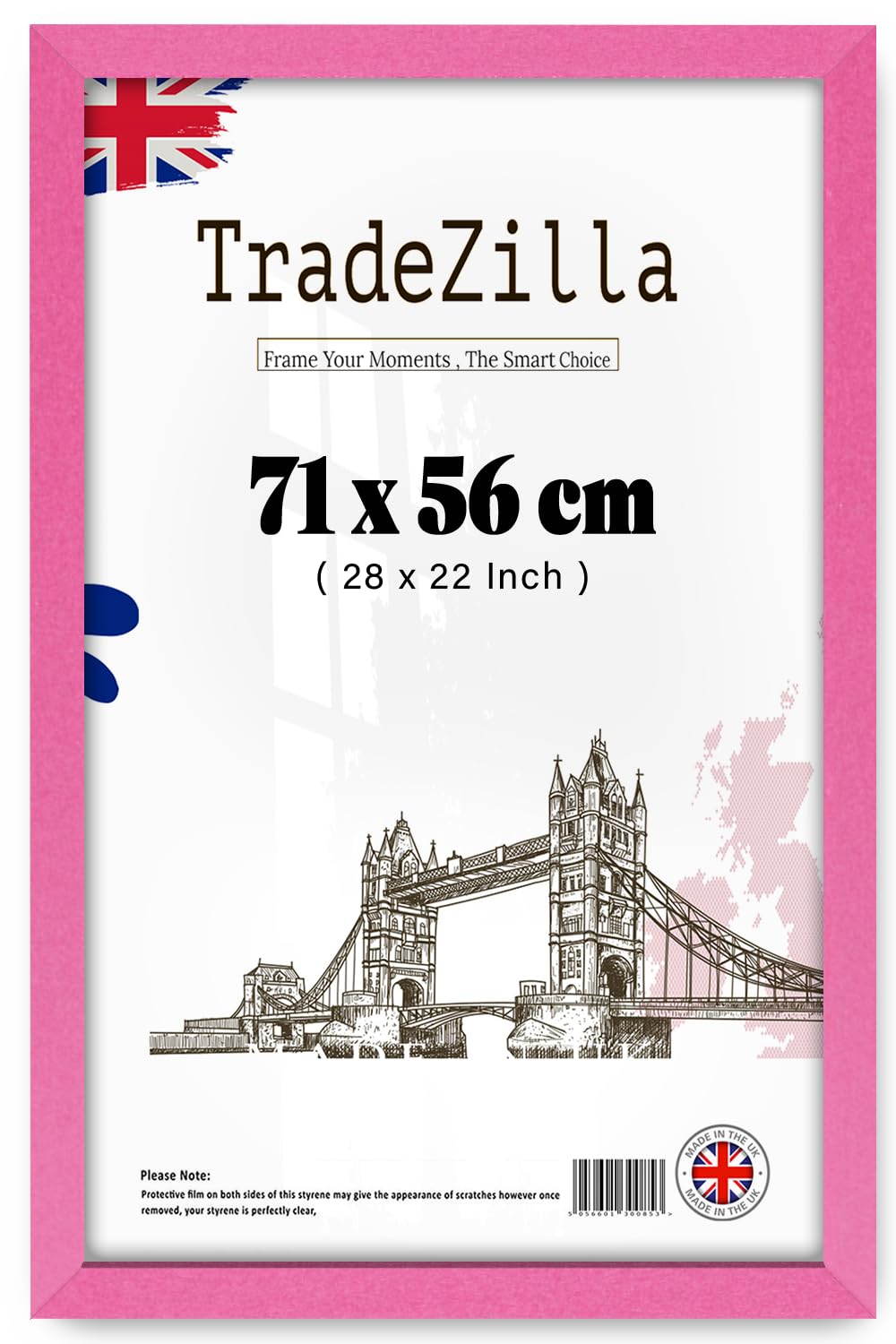 TradeZilla | MDF Poster Frame (71 x 56 CM) Elegant Picture Frame for Home, Office & Art Gallery Wall, MDF Wood Finish, Hanging Hooks for Easy Installation [ Pink ]