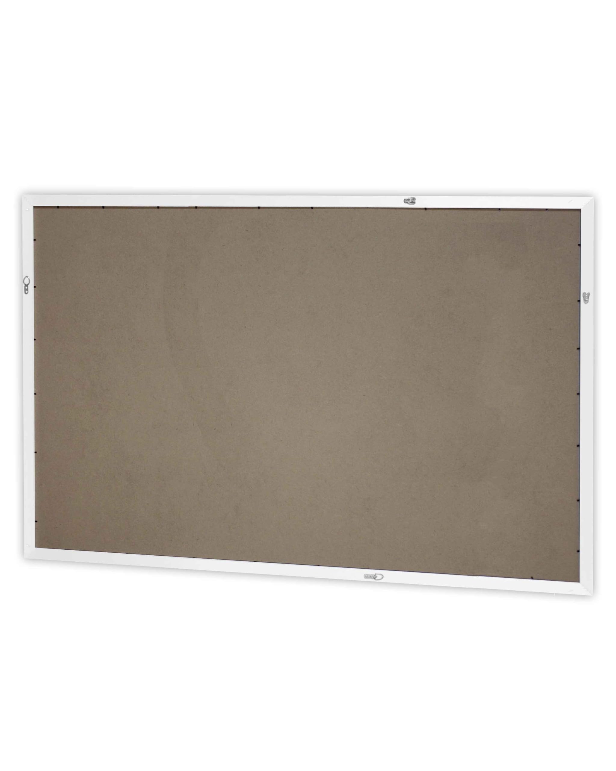 Posterrahmen 100x150 cm Weiß Holzdekor – MDF Bilderrahmen für Poster, Kunstdrucke & Fotos – Mit Kunststoffglas & MDF-Rückwand – Quadratischer Rahmen für Hoch- und Querformat – Modern & stabil