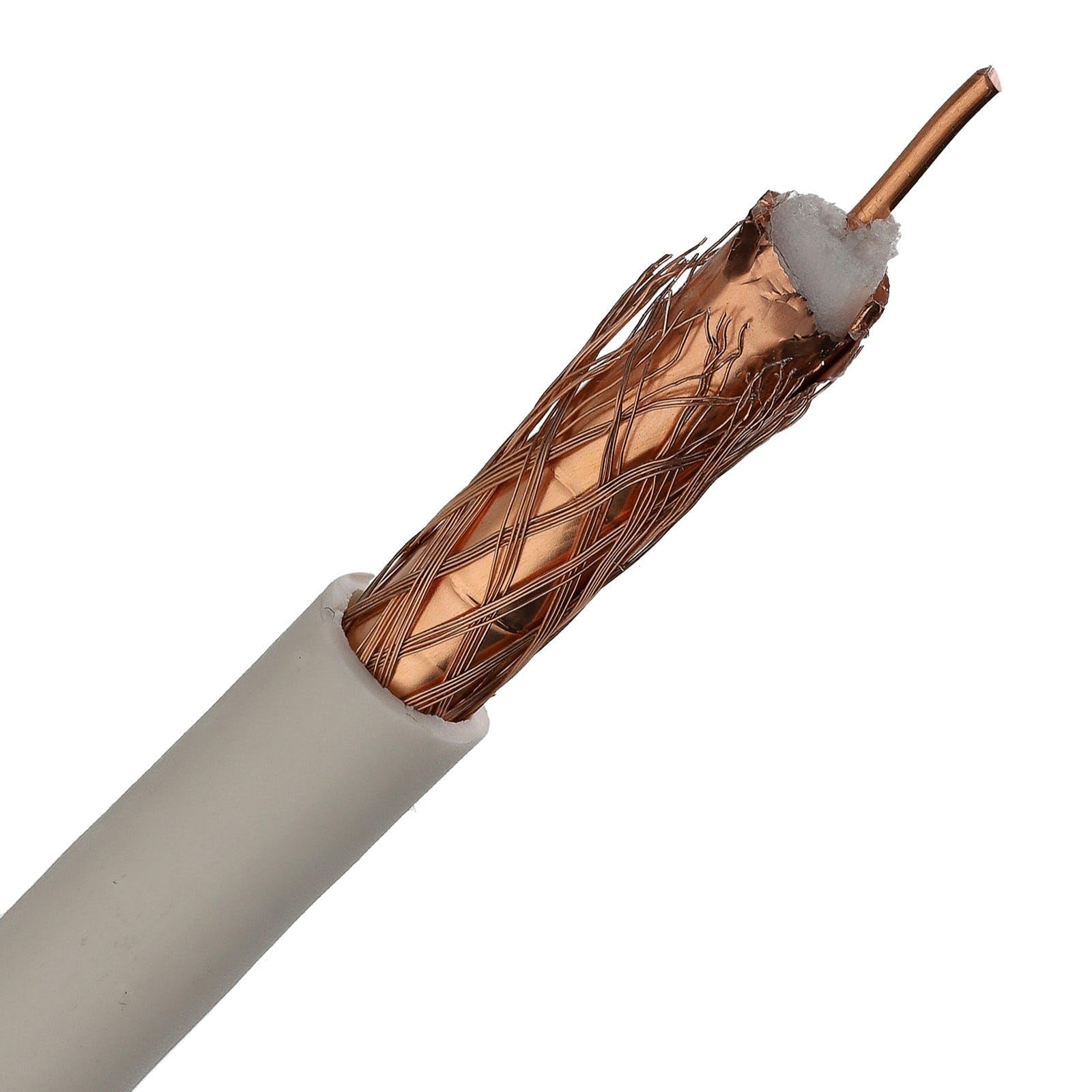 kenable Câble Coaxial Satellite TV Numérique 100U OFC Cuivre Mousse PE Écran Alu 75 Ohms 100m Blanc