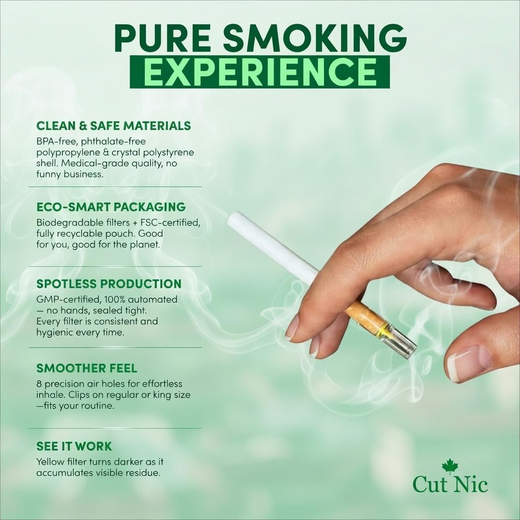 6 Hole Disposable Cigarette Filters - Bulk Economy Pack (1200 Per Pack) Including 4 Travel Cases