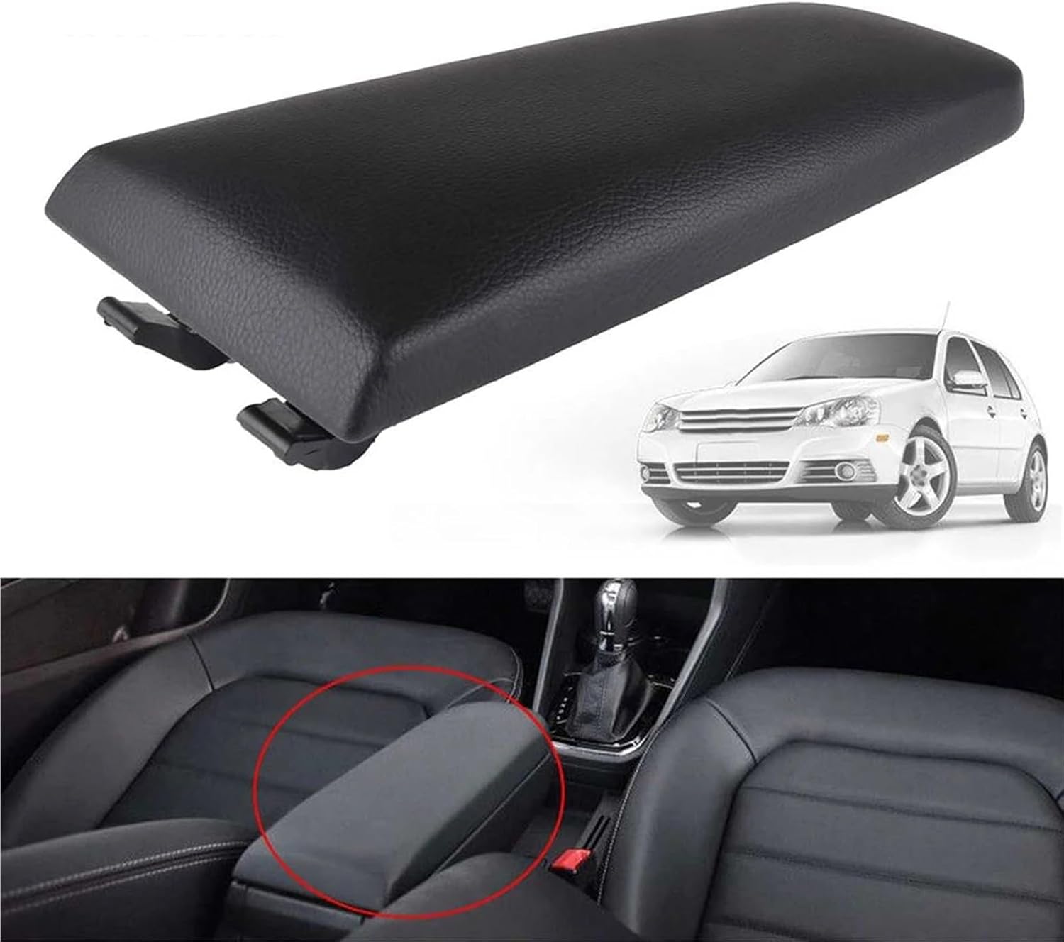 Car Center Console Arm Rest Lid Armrest Cover Latch Compatible with VW Jetta,Golf,GTI R32 Polo 1999-2009 Interior Accessories