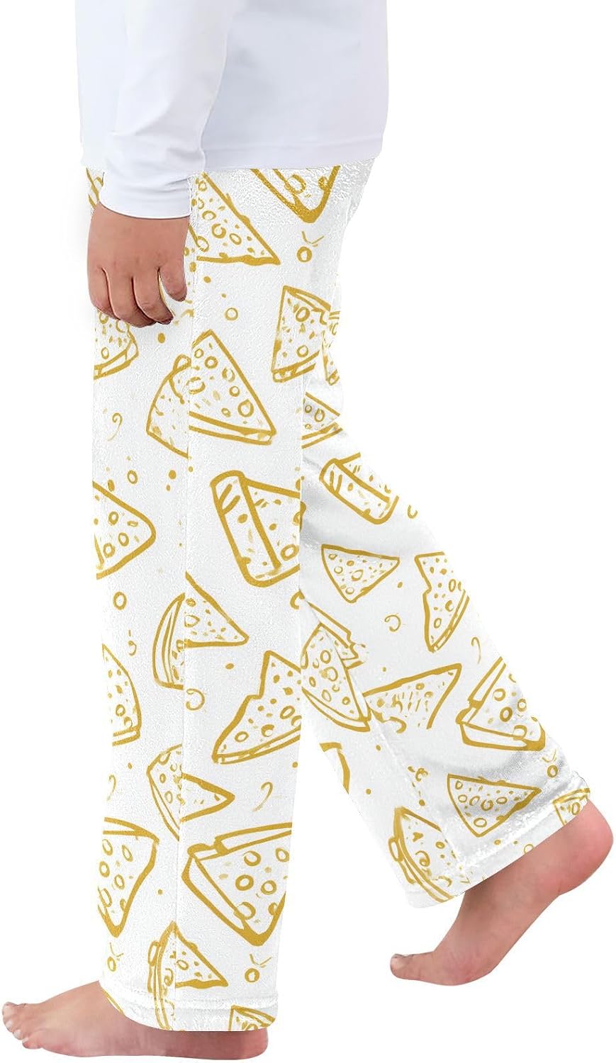 Cheese Slices Simple Line Art Boys Pants for Kids Fleece Bottoms Long Jogger Pants Trousers with Pockets Size 6-14Y